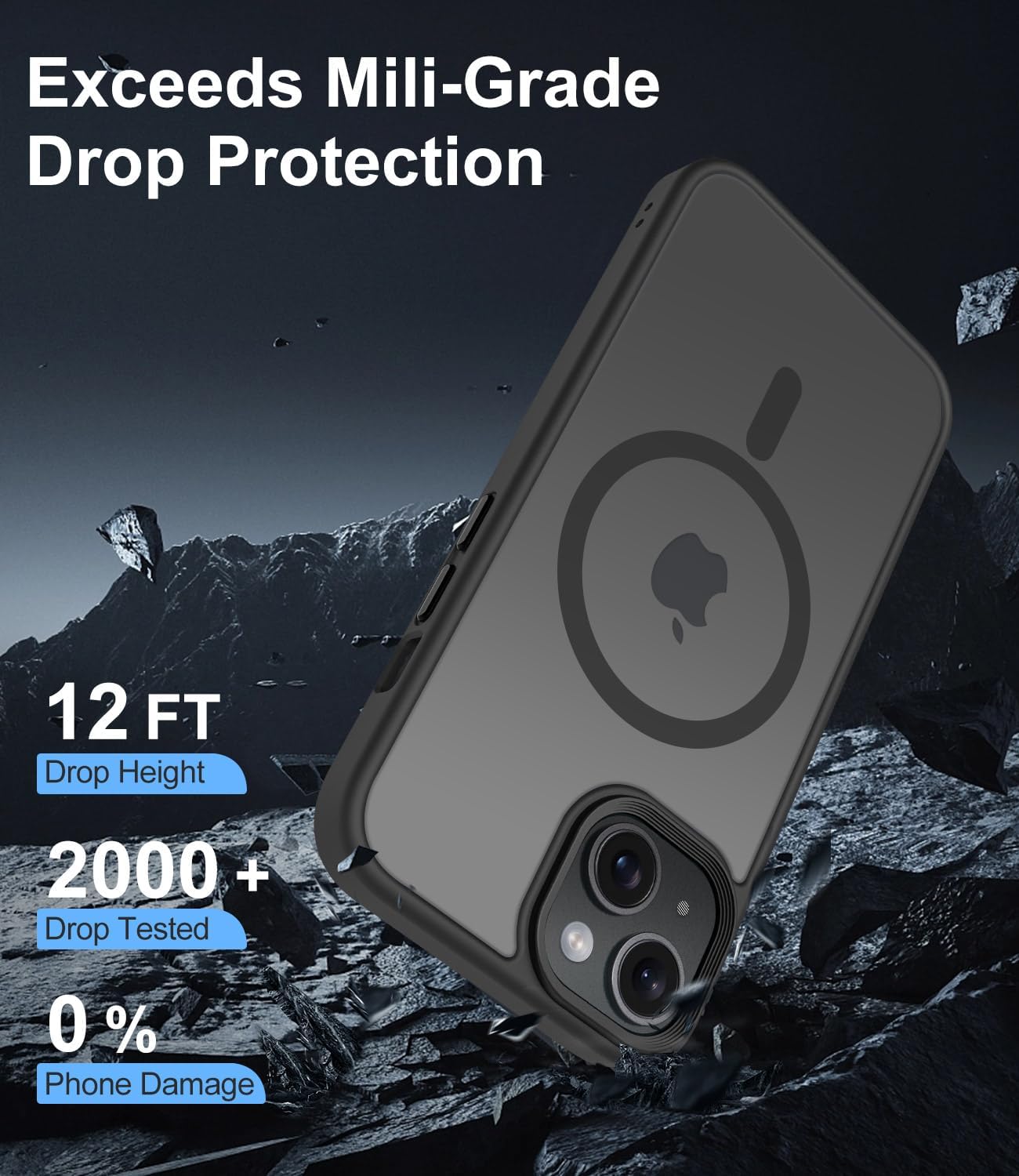 Detalle 2 de Mootobo iPhone 15 Case (4-in-1) with Strong Magnetic MagSafe + Screen & Lens Protectors, Black