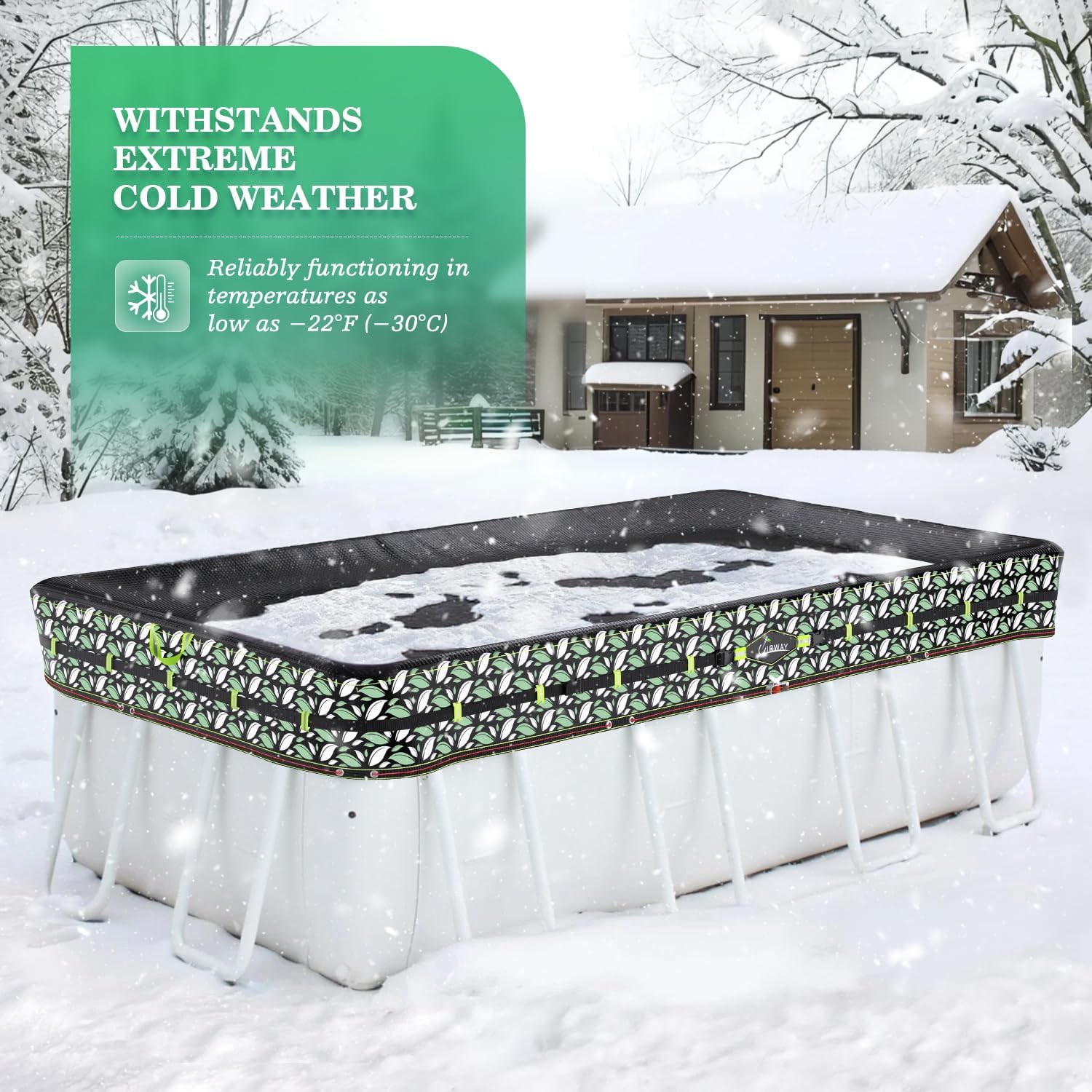 Thumbnail 3 de UIRWAY 12 x 24 FT winter pool cover Rectangular, 185 gsm PE