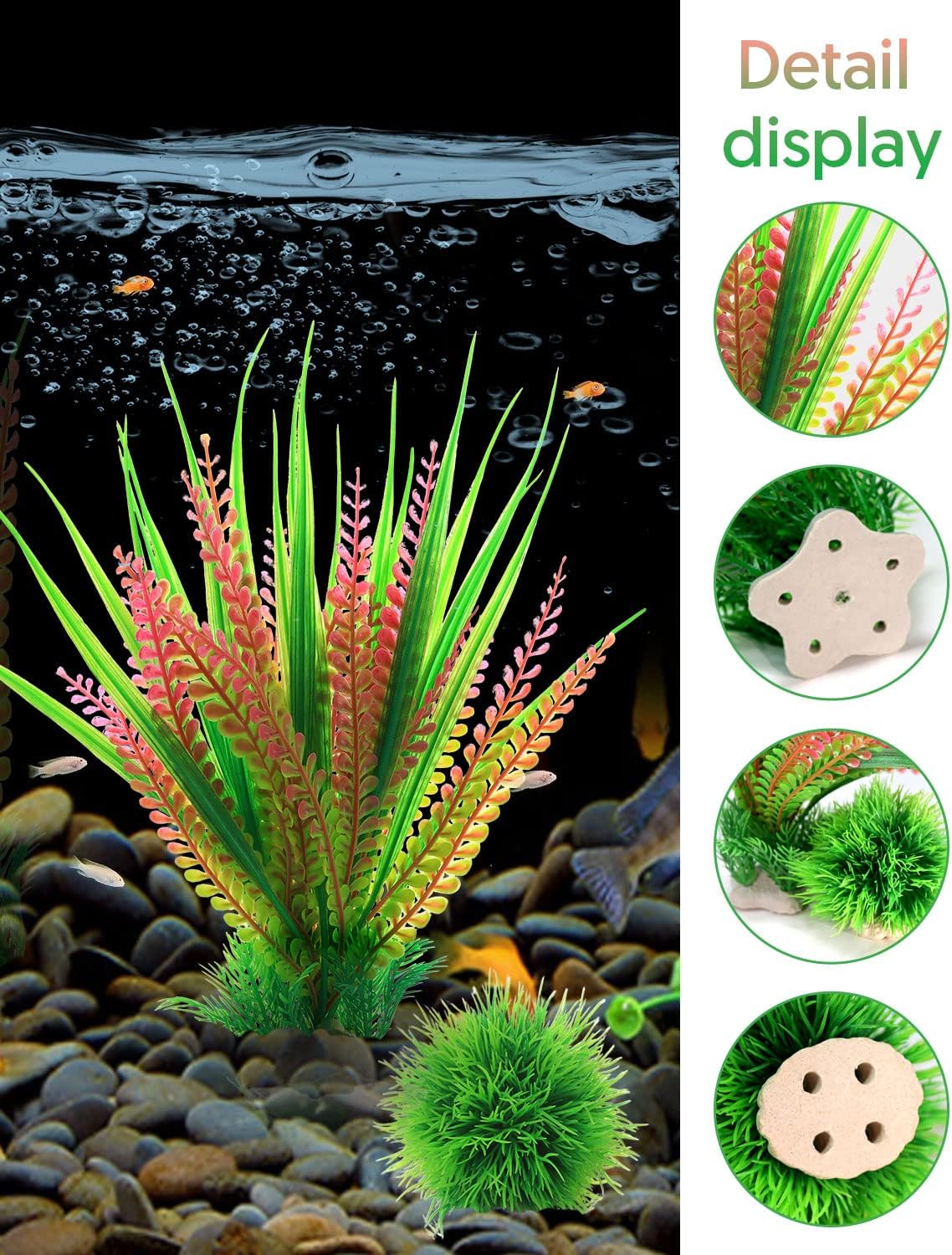 Thumbnail 3 de QZQ artificial fish tank plant decorations set (6 pieces) for aquarium greenery