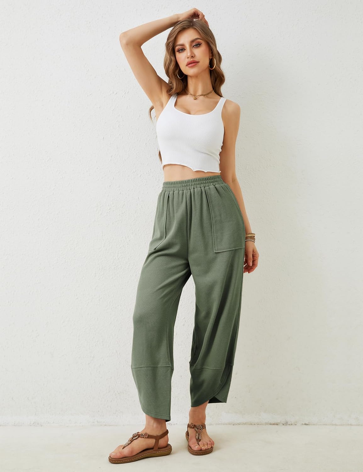 Thumbnail 2 de Xiaoxuemeng Women’s Baggy Wide Leg Palazzo Harem Pants with Pockets