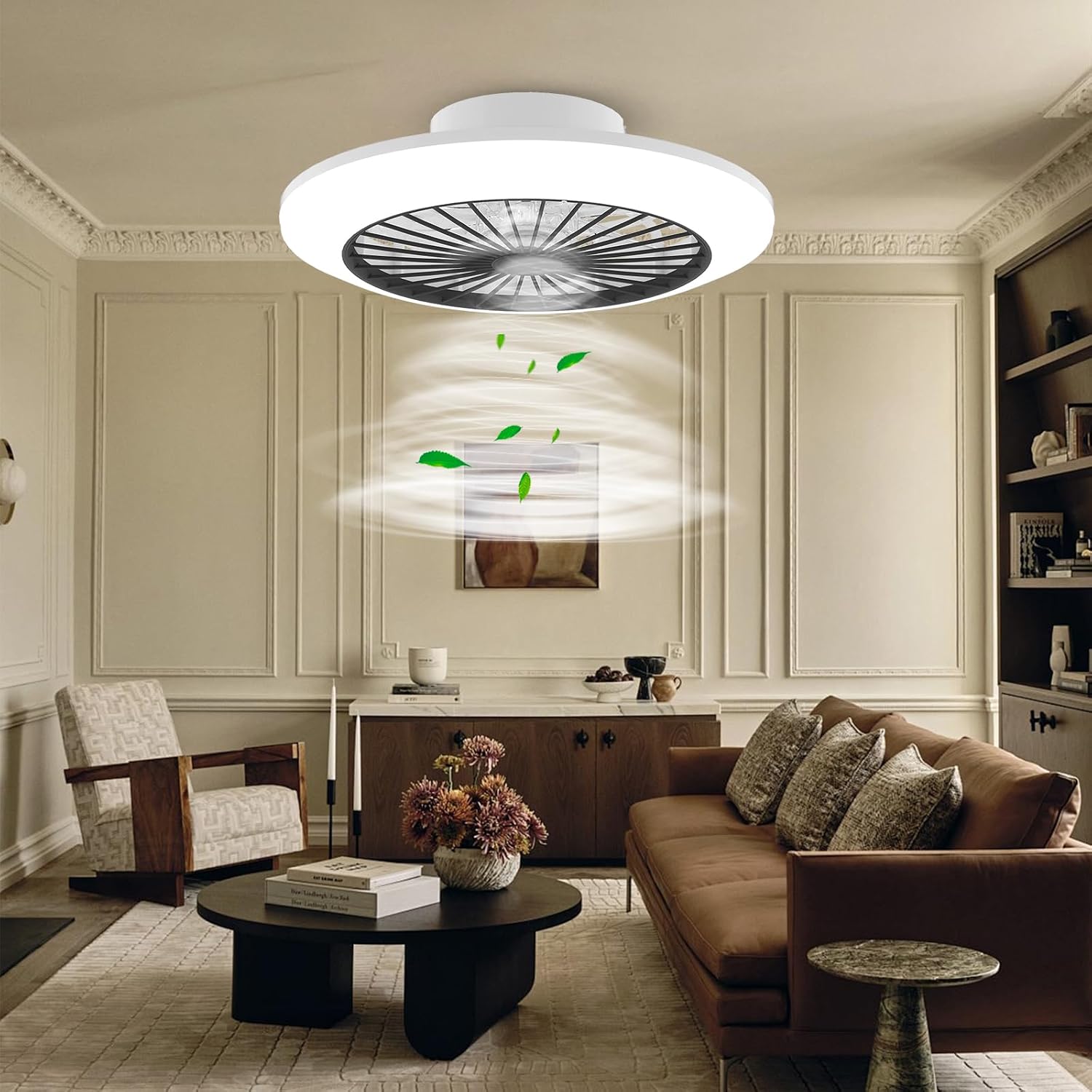 Detalle 2 de BKZO 45.5cm LED Ceiling Fan with Light – 6-Speed, Stepless Dimming, 3000–5500K