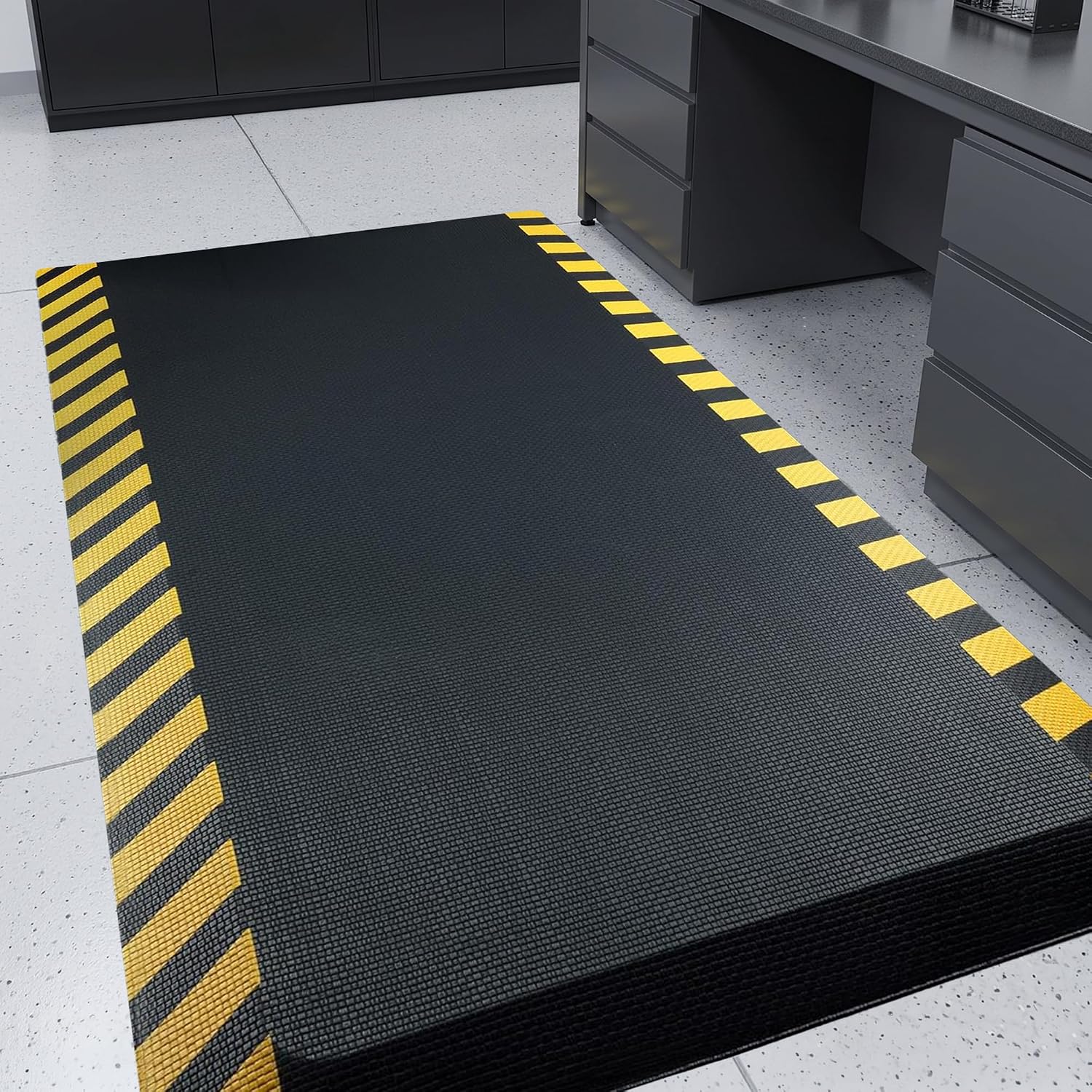 MaxMat af-mat Anti-Fatigue Mat, 2' x 3', Memory Foam, Yellow Border