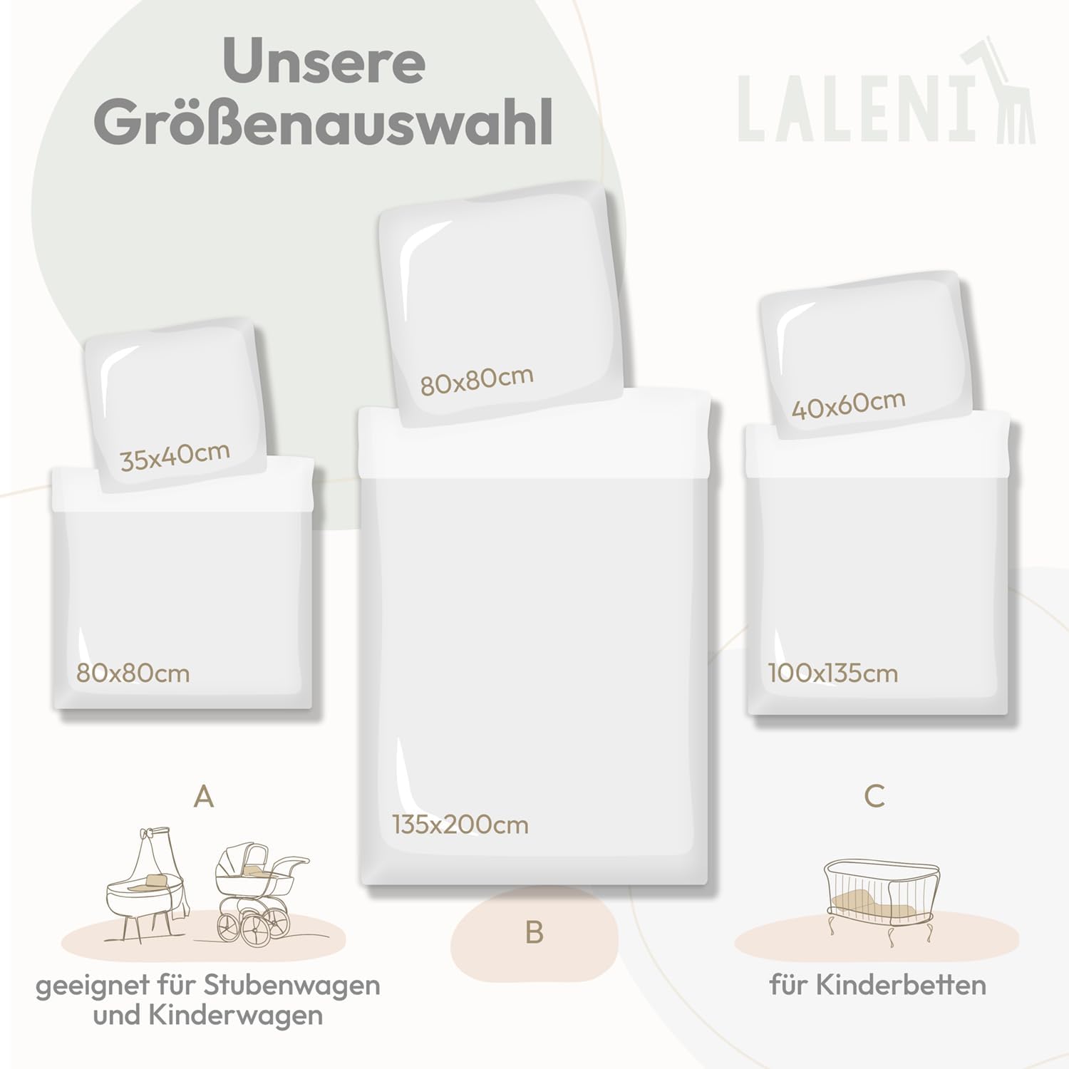 Thumbnail 5 de Laleni Kinderbettwäsche Musselin 100x135 cm Anthrazit mit Kissenbezug 40x60 cm – OEKO-TEX zertifiziert