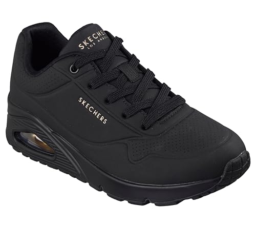 Thumbnail 10 de Skechers Damen Uno Stand On Air Weit Trainers – Schwarz, Durabuck Mesh, EU 38,5