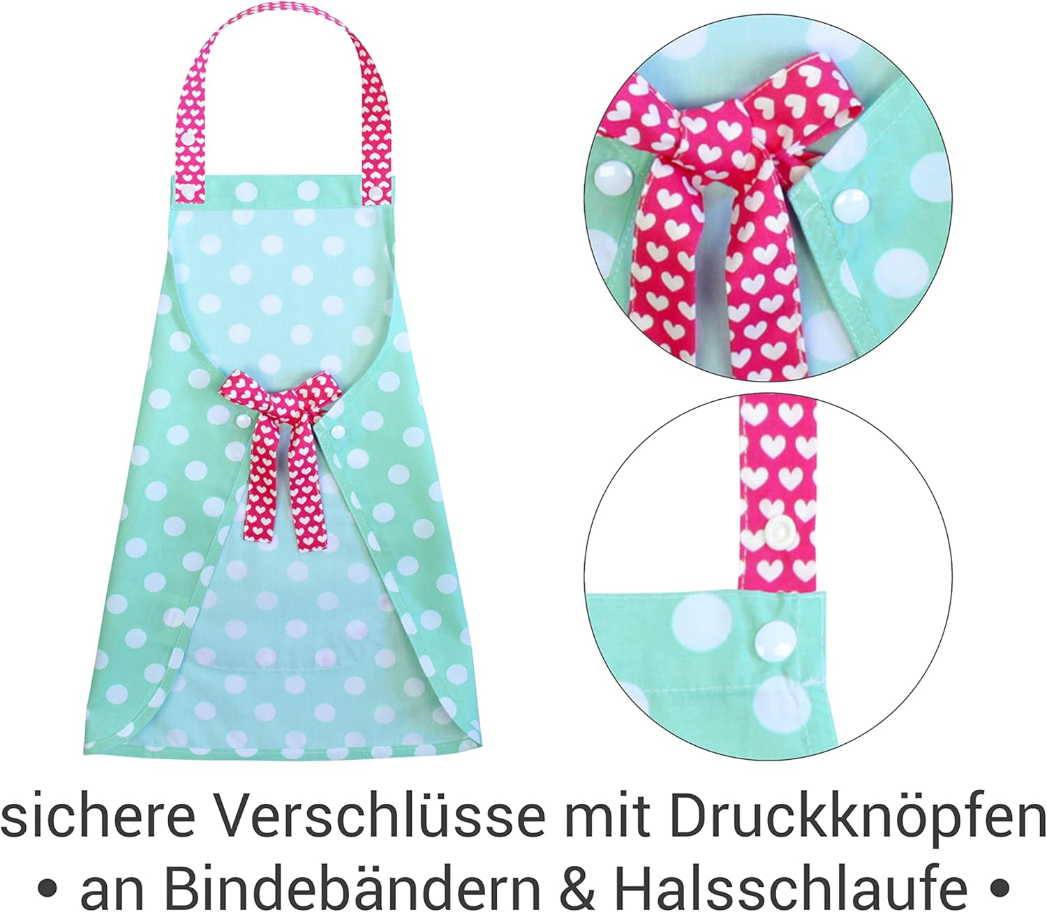 Detalle de Emily’s Check Tablier à bavette pour enfants – 3–6 ans, 65% polyester / 35% coton, 5 variantes