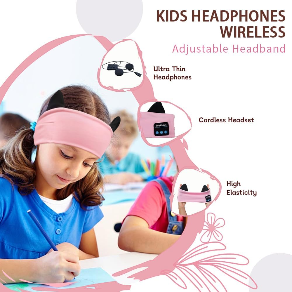 Thumbnail 5 de Joythink Kids Bluetooth Headband Headphones Sleep Mask (Pink) – 3-in-1 Wireless Headset for Sleep, Study and Travel