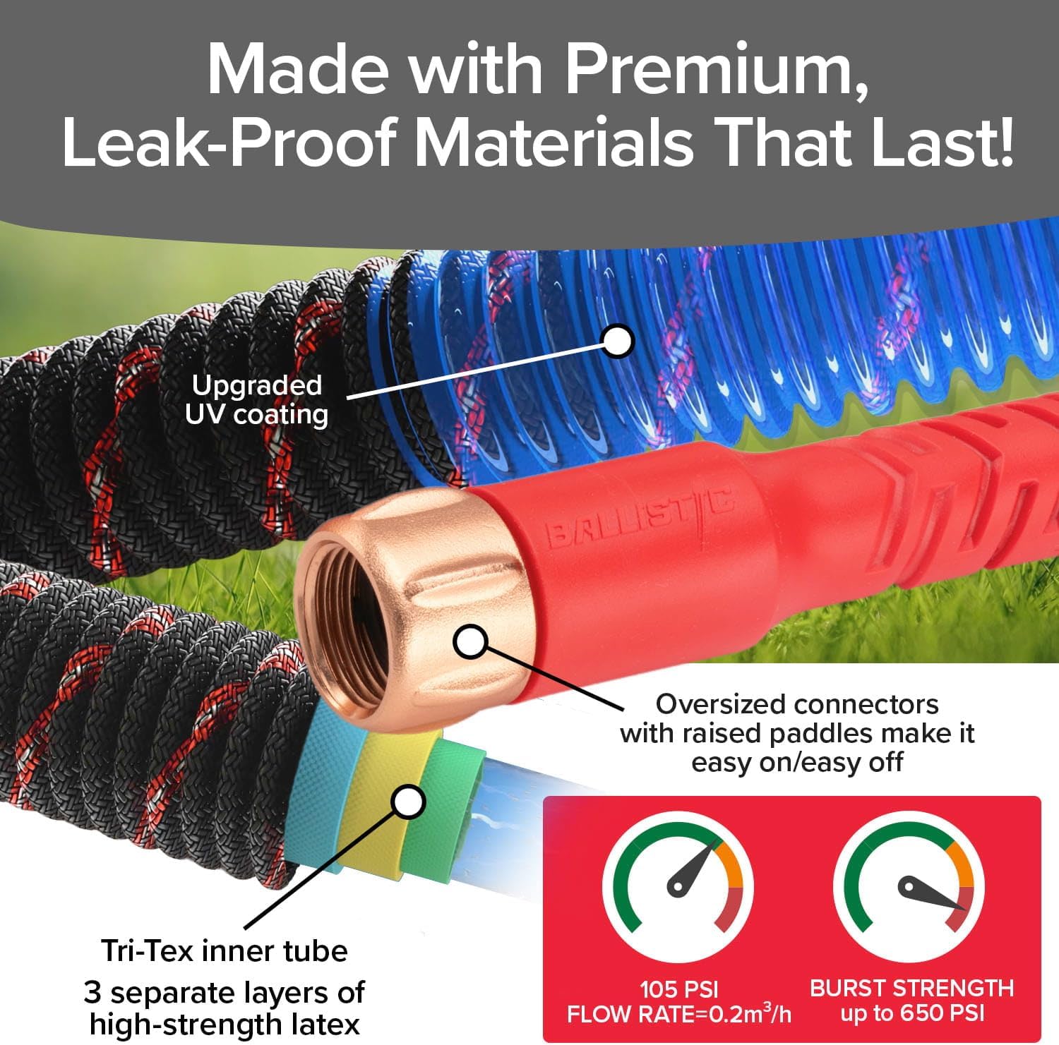 Thumbnail 6 de Pocket Hose Ballistic 100 FT Expandable Garden Hose: A Compact, Durable Soaker for Everyday watering