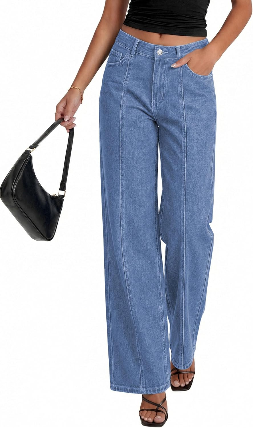 Thumbnail 6 de PRETTYGARDEN Wide-Leg Jeans for Women, Stretch Denim, High-Rise, Seamed Front