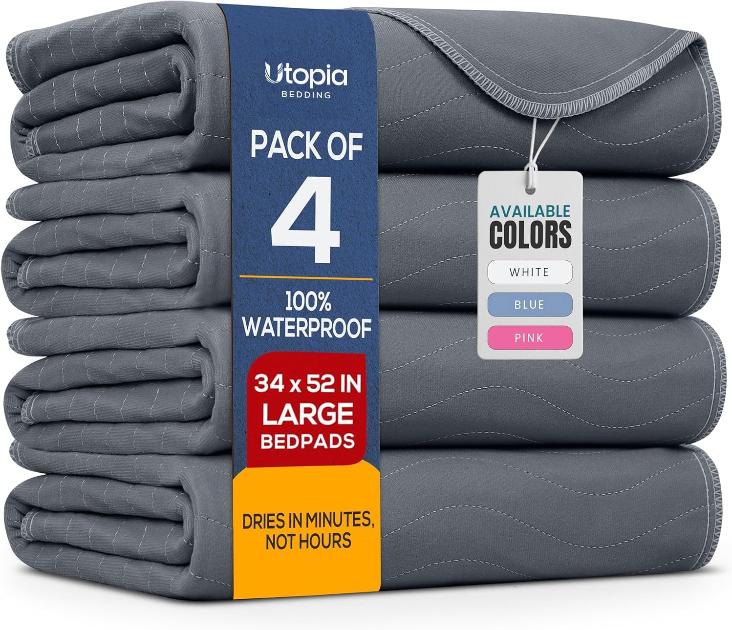 Detalle de Utopia Bedding UB3675 Washable Incontinence Bed Pads, 34" x 52", 4-Pack