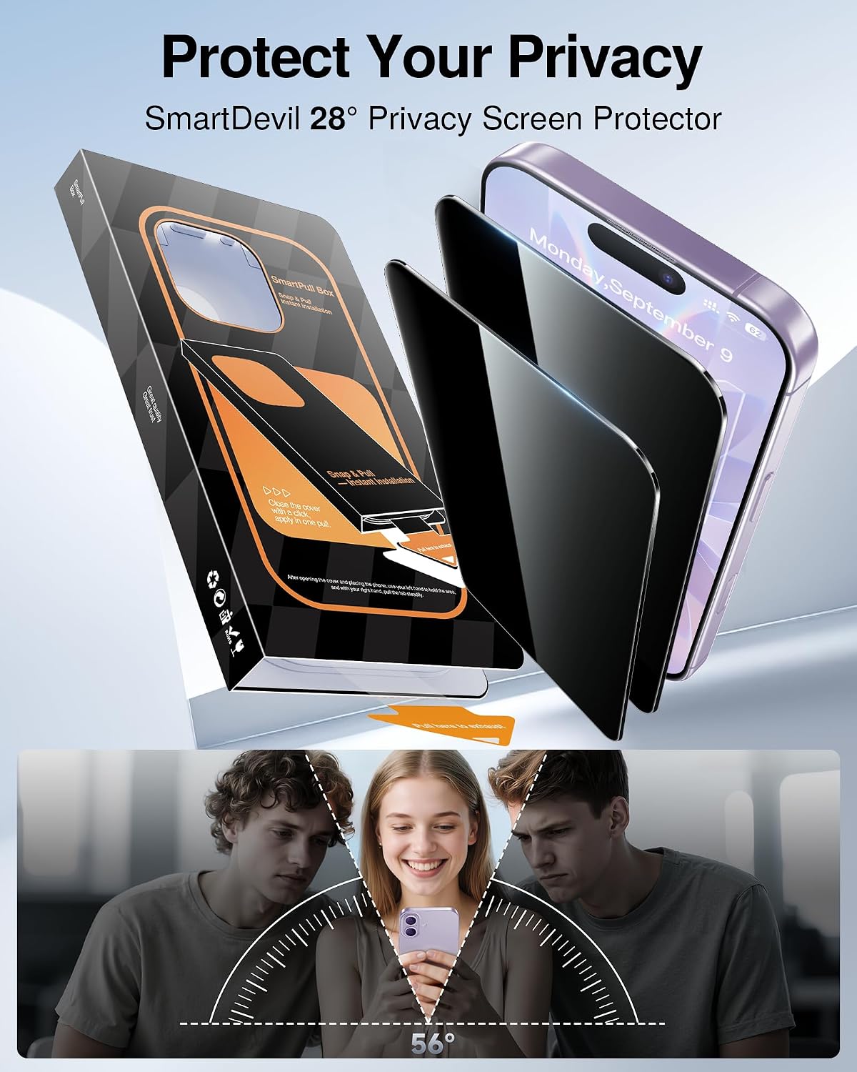 Thumbnail 1 de iPhone 17 privacy tempered glass, 2 pack
