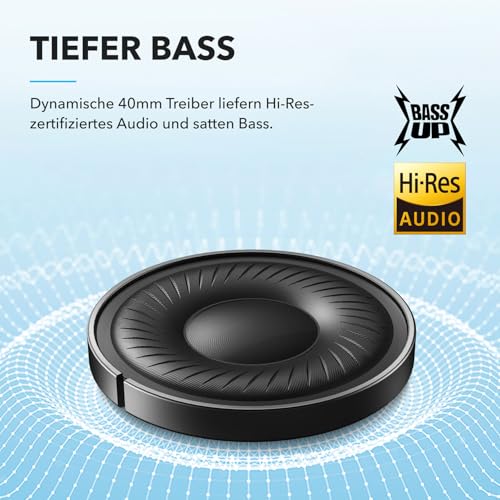 Detalle de soundcore by Anker Q20i kabelloser Bluetooth Over-Ear-Kopfhörer – Noise Cancelling, lange Akkulaufzeit, duale Verbindung