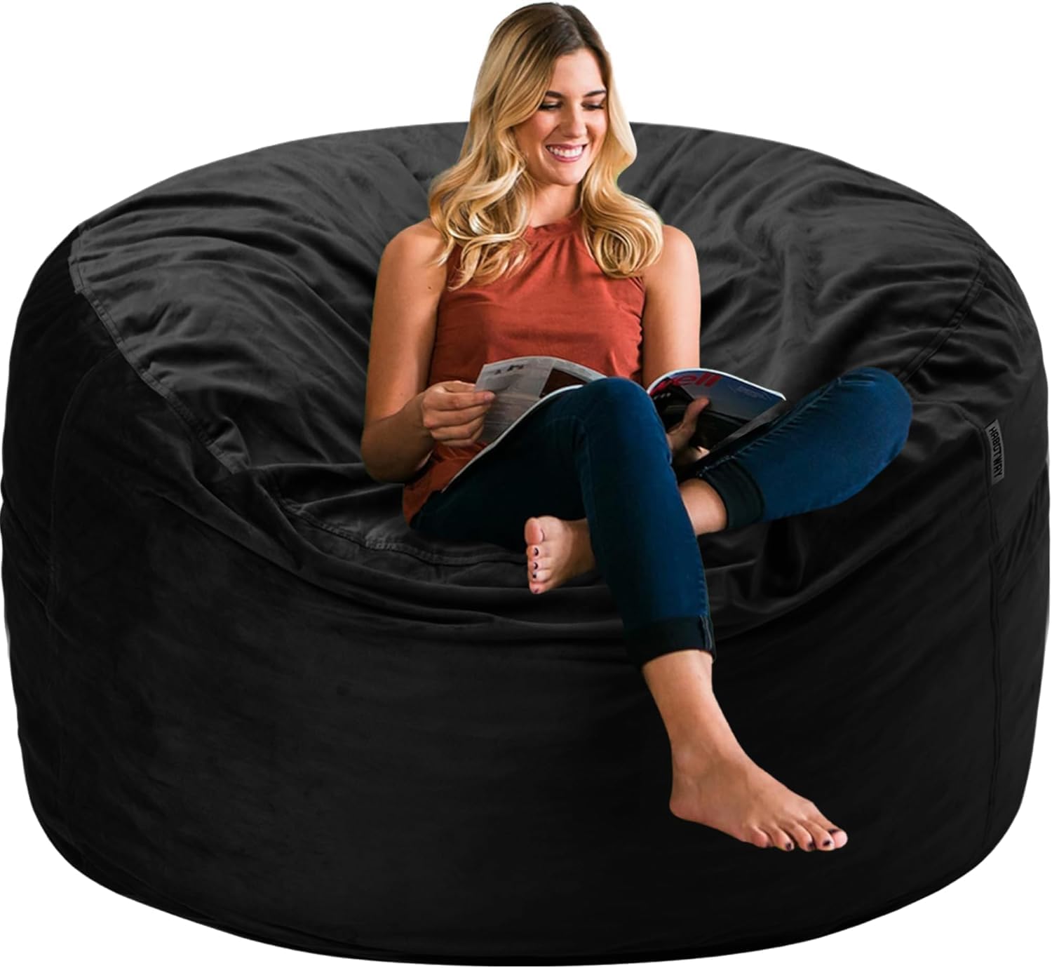 Detalle de HABUTWAY XYX-62-043-BLACK-CA 3FT Bean Bag Chair with Memory Foam