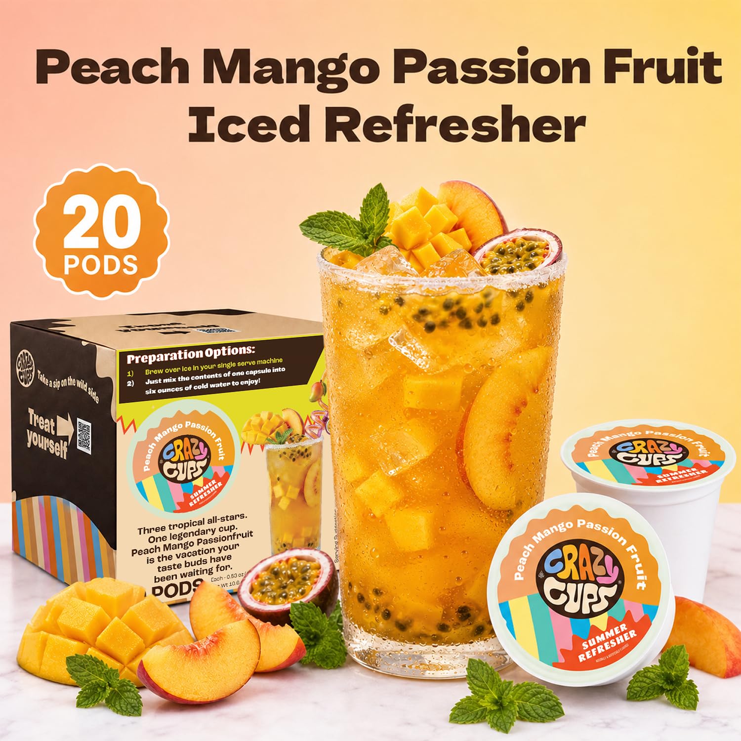 Detalle de Crazy Cups Iced Refresher Pods, 20 Count
