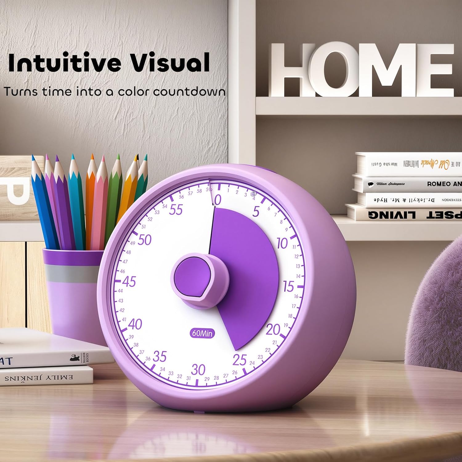 Thumbnail 1 de Conchstar Time Timer Visueller Timer für Kinder – 60 Minuten Countdown, ideal bei ADHS/Autismus | Lila