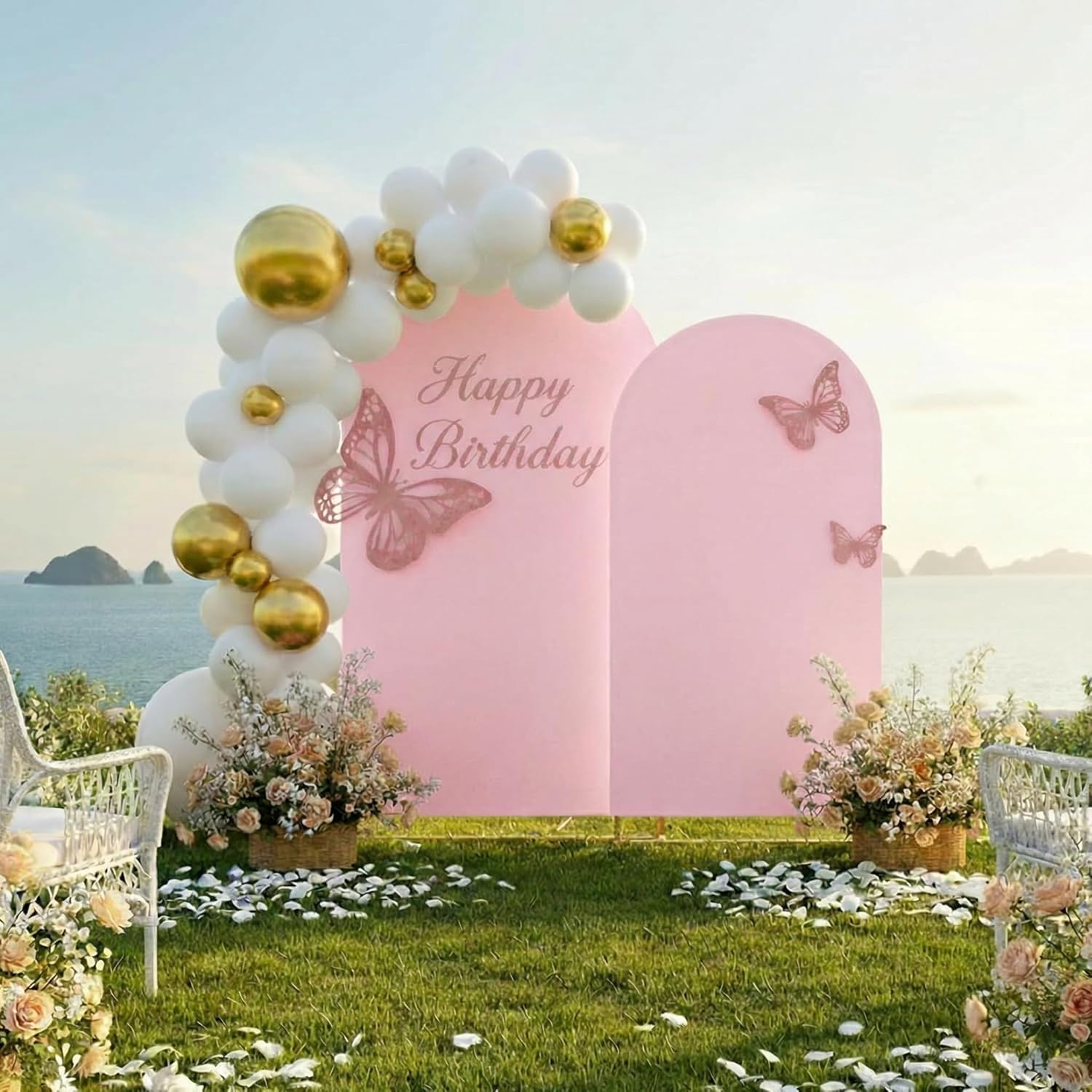 Thumbnail 1 de Toolterritory Gold Metal Arch Backdrop Stand and Cover Set (7.2ft x 4ft) + 6ft Arch, Gold