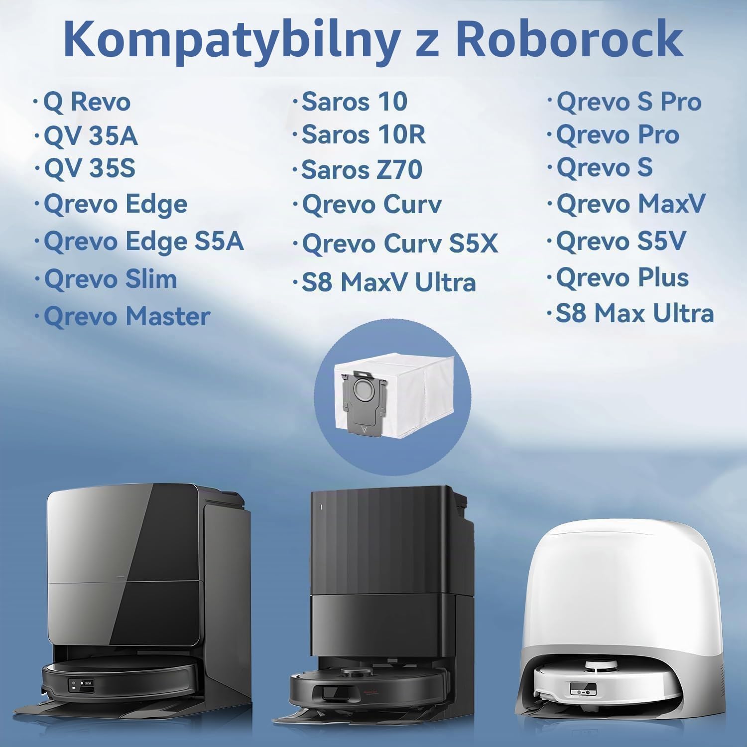 Detalle 2 de howekuze QC22 – 10 worków do Roborock, 2,7 l, wielowarstwowa filtracja