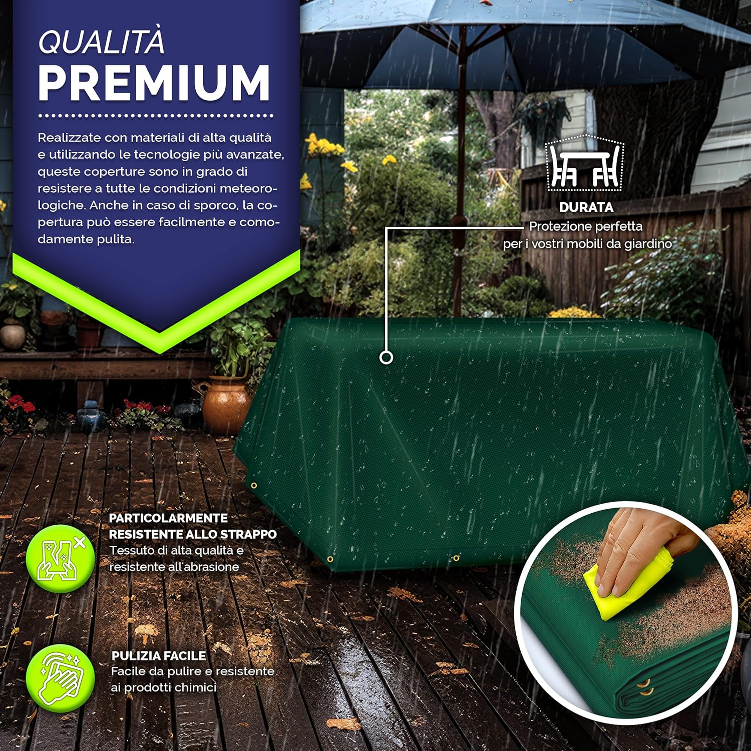 Thumbnail 4 de tillvex® Telone di copertura premium con occhielli e 10 elastici + corda da 15 m, PVC 650 g/m², impermeabile e antistrappo