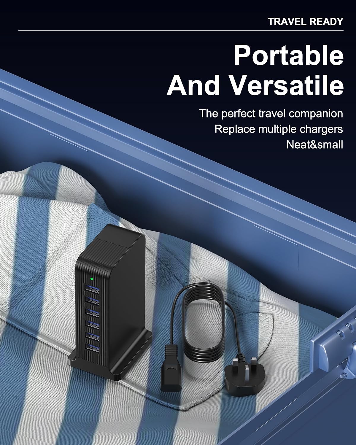 Detalle 2 de Qurzou 25W USB Charger: 6-Port USB Charging Station for Multiple Devices