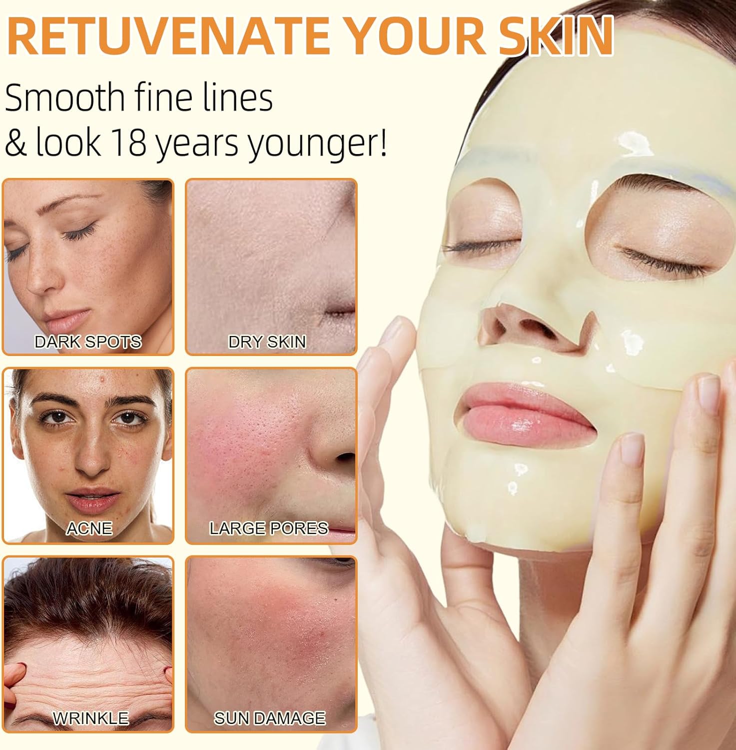 Thumbnail 1 de Masque al Collagène con Curcuma e Niacinamide – Idratante, Illuminante e Anti-age (6 pezzi)