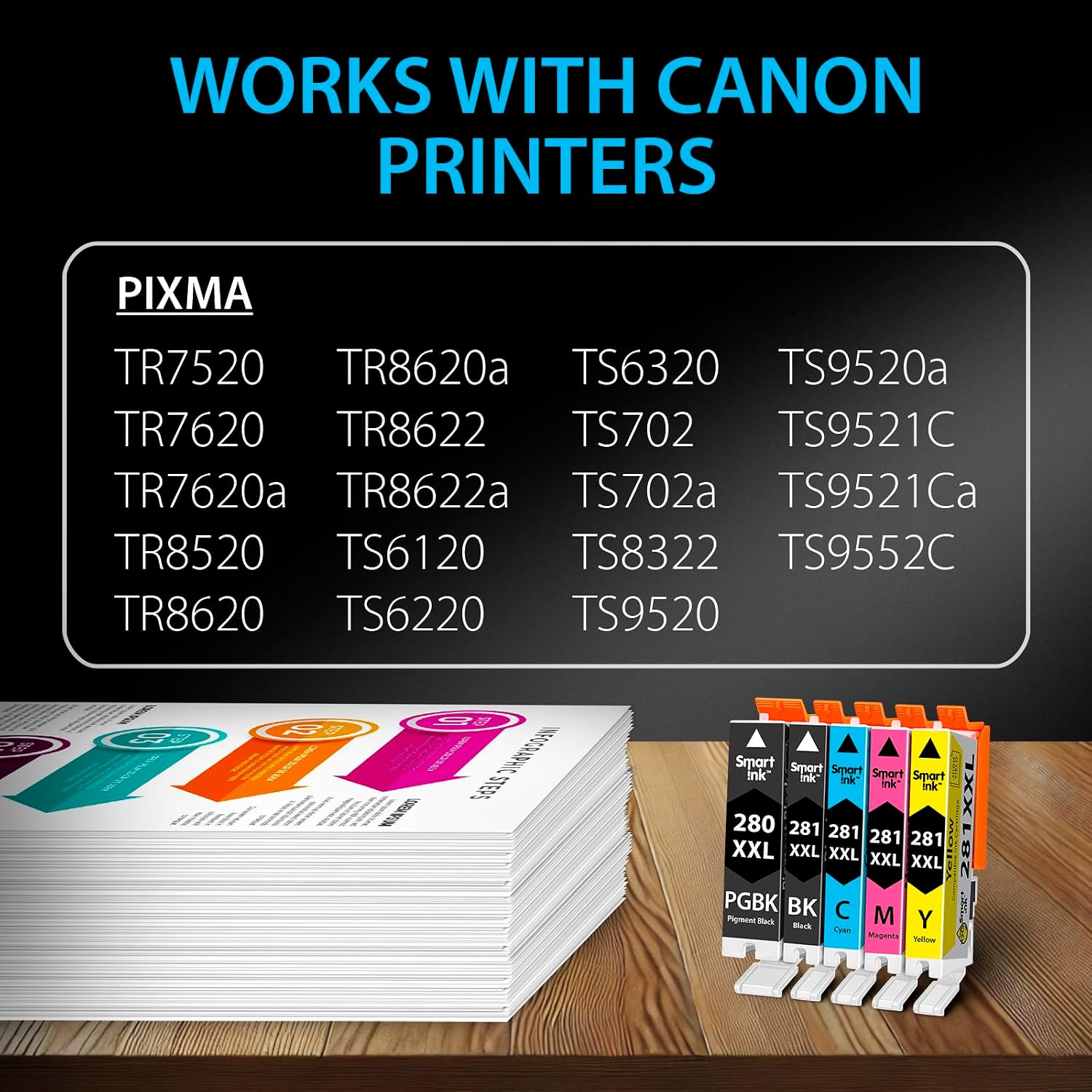 Detalle de Smart Ink PGI-280XXL / CLI-281XXL Compatible Ink Cartridges, 5-Pack