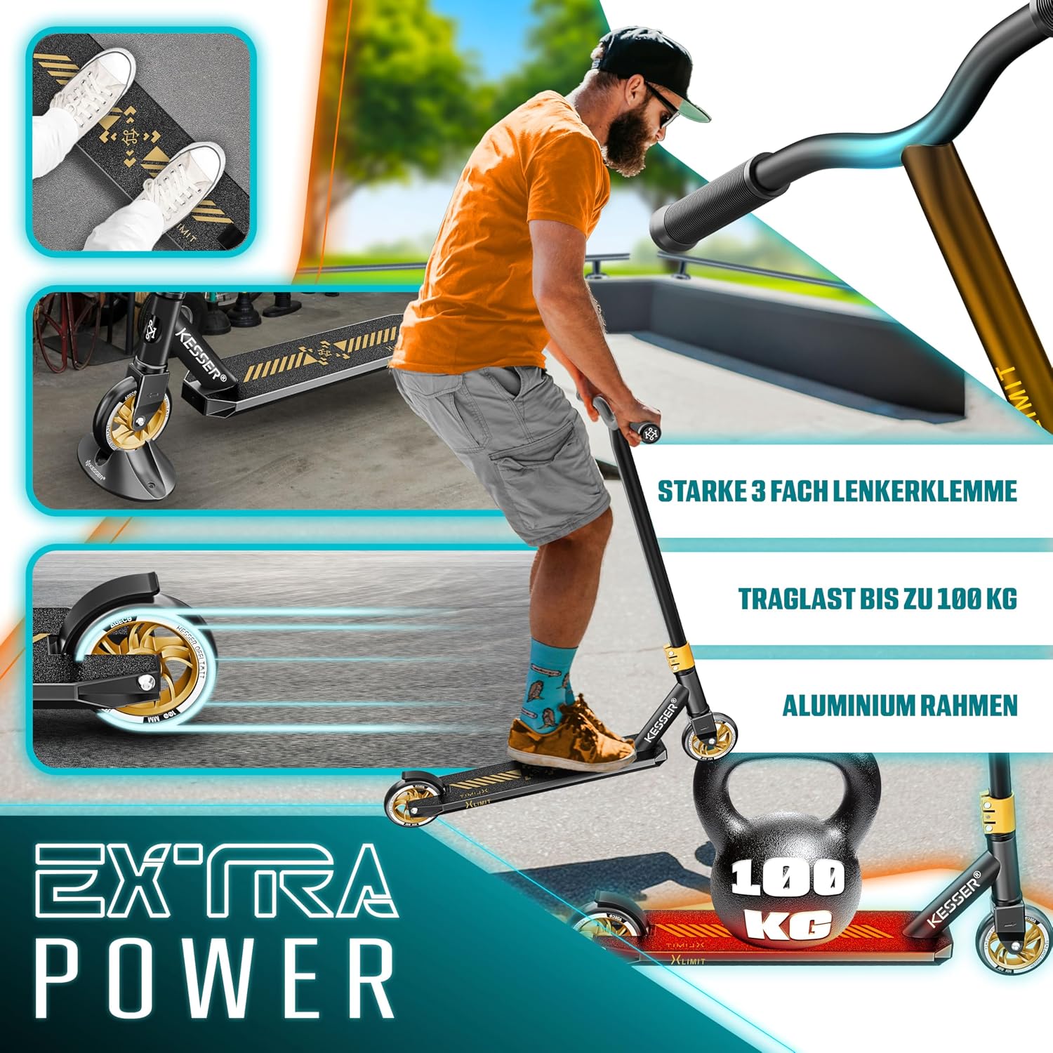 Thumbnail 4 de KESSER® X-Limit-Pro Stunt Scooter 110 mm 🛴
