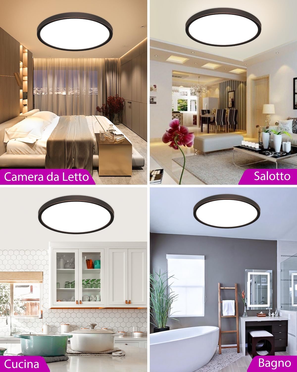 Thumbnail 5 de zemty LED Deckenleuchte dimmbar mit RGB-Farbwechsel und Fernbedienung (IP54, 24W, 3200 lm, 30 cm) für Bad & mehr