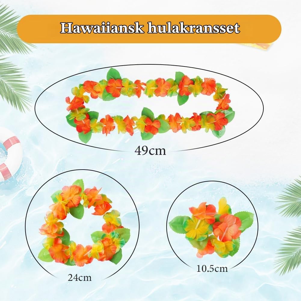 Detalle de AOMIG 4830656 hawaiianskt blomsterset, 4 delar i gult
