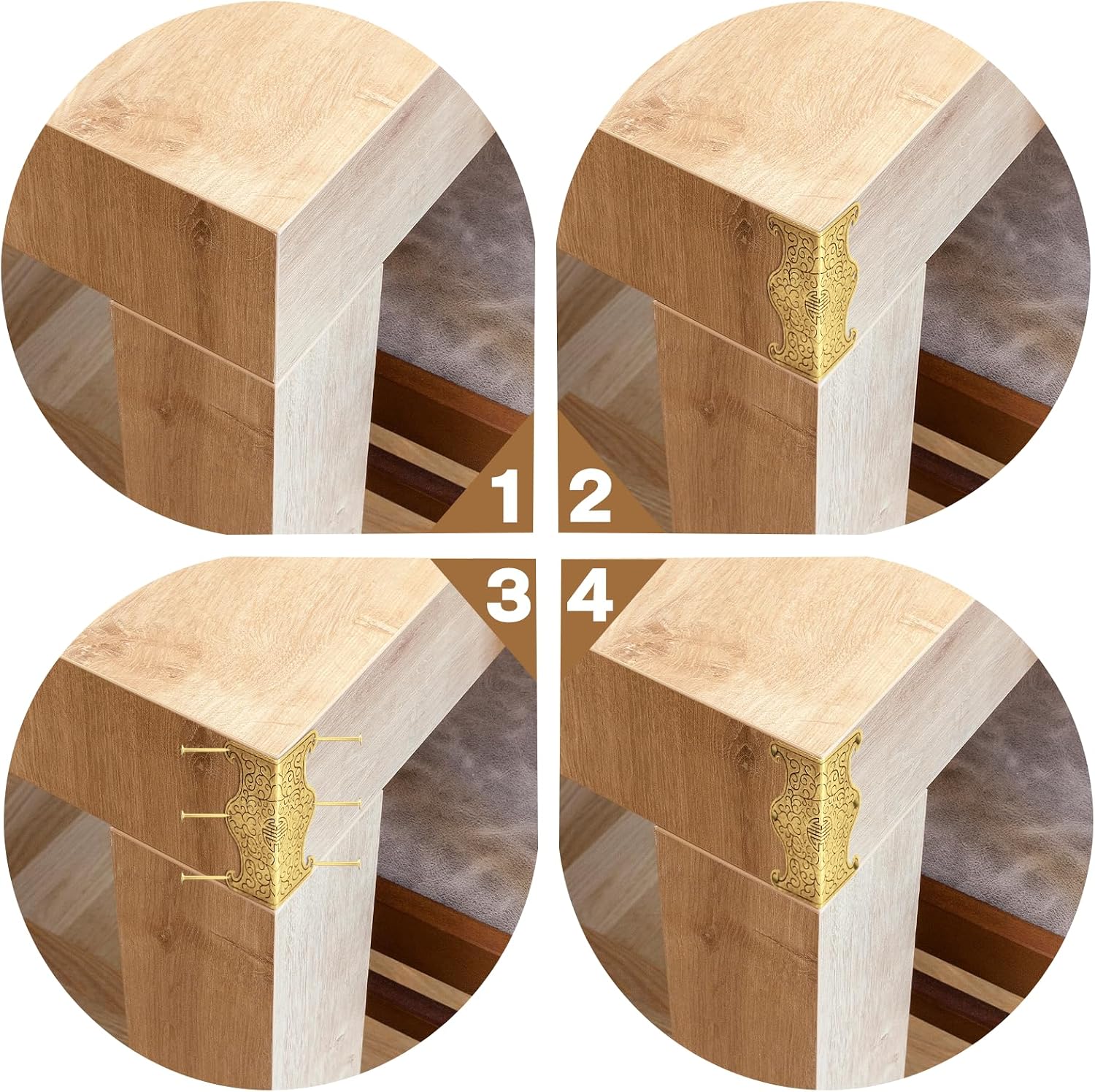 Thumbnail 6 de Bgzdxhxyr 2513040 Metal Corner Protectors, Gold Vintage Style, 8-Piece Set