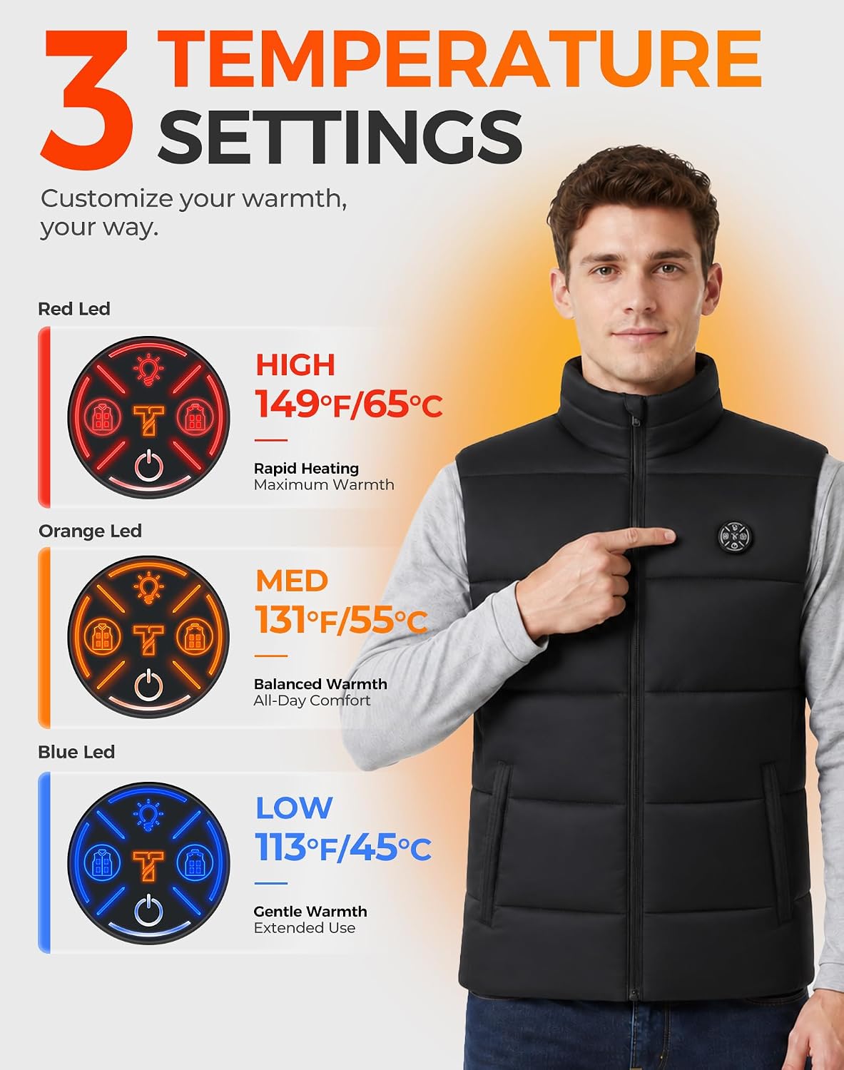 Thumbnail 4 de TODWARM Men's Heated Vest, 16,000mAh Battery
