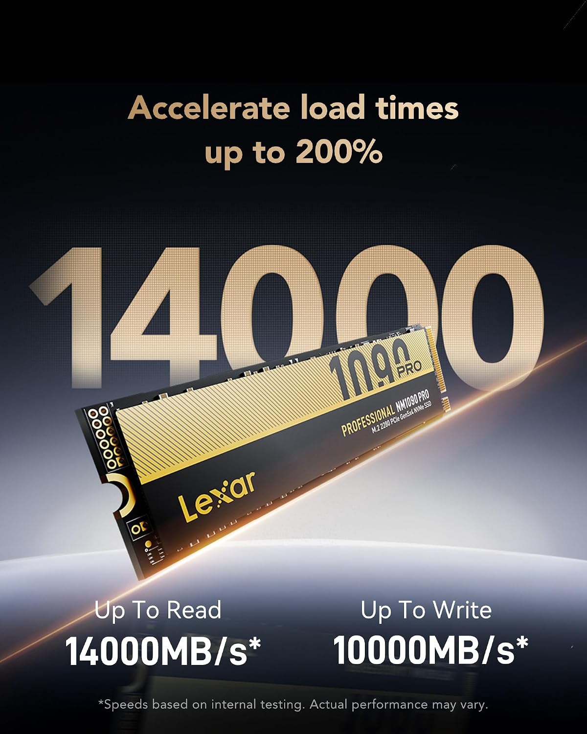 Detalle de Lexar NM1090 PRO LNM109P001T-RNNNG, SSD 1 TB PCIe 5.0 NVMe, do 14 000 MB/s