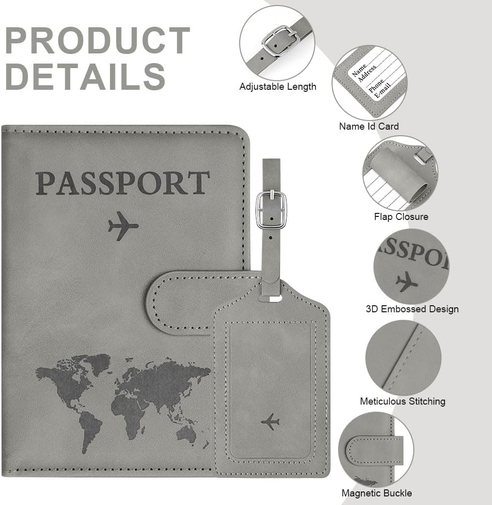 Thumbnail 2 de OFFCUP Passport Holder Cover with RFID Blocking PU Leather – Grey