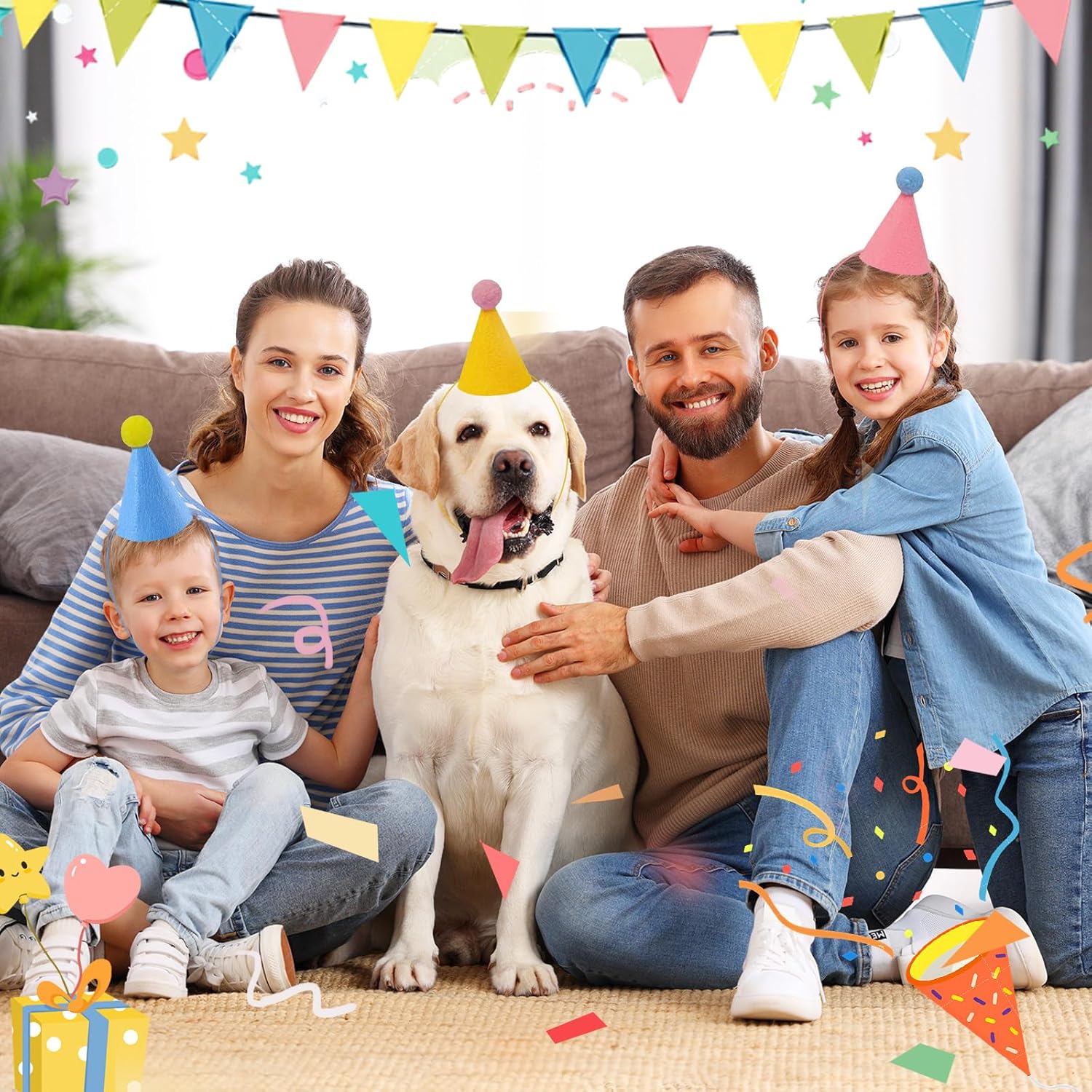 Thumbnail 5 de EclipseGuard 12 Mini Partyhüte mit Pompoms – Tierparty-Dekoration für Hunde, Katzen & Kuscheltiere