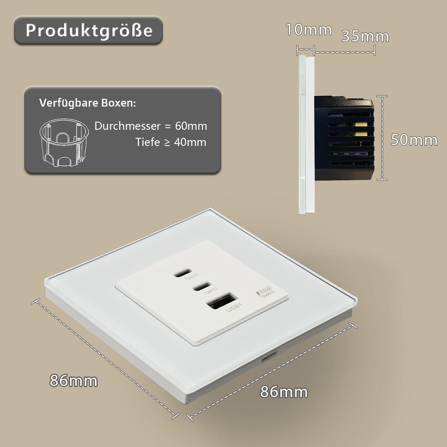 Detalle 2 de TAWOIA Schuko Steckdose 65W 🔌