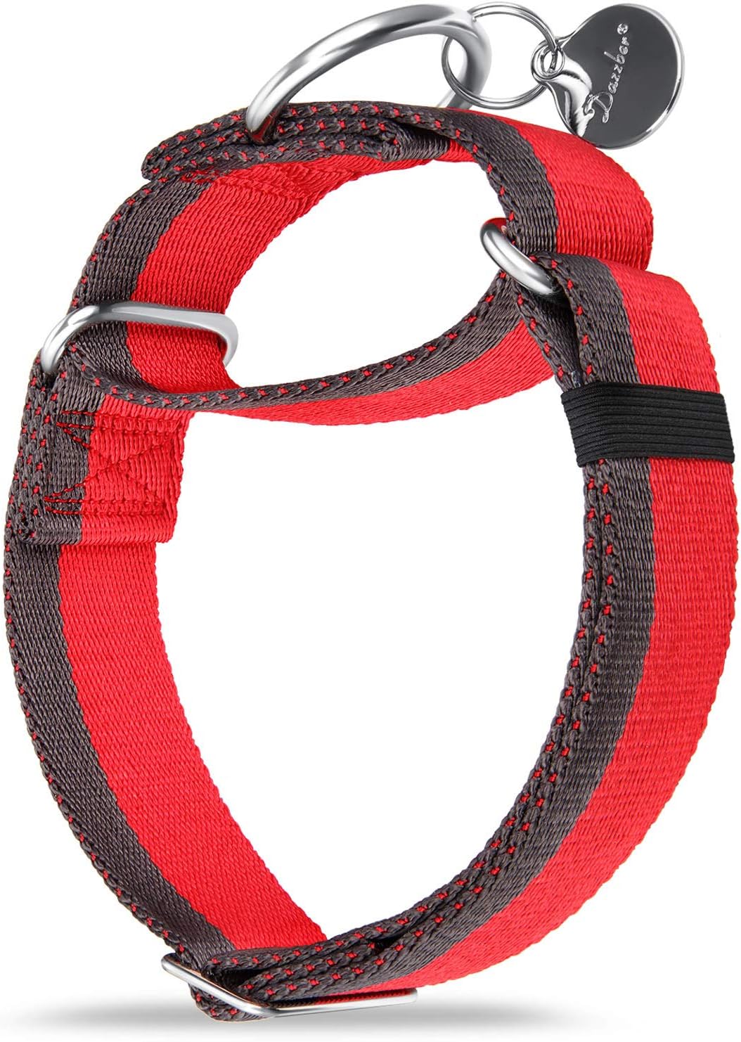 Thumbnail 4 de Dazzber Martingale Dog Collar (1 1/2 inch wide) – Extra Strong No-Pull for Medium to XLarge Dogs (Hot Pink & Grey, Large)