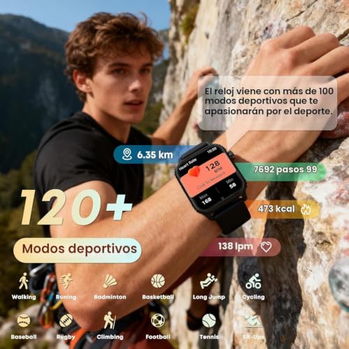 Detalle de TRAUSI Relojes Inteligentes para Mujer y Hombre, modelo TG08 de 1,83'' con 120 modos y IP67