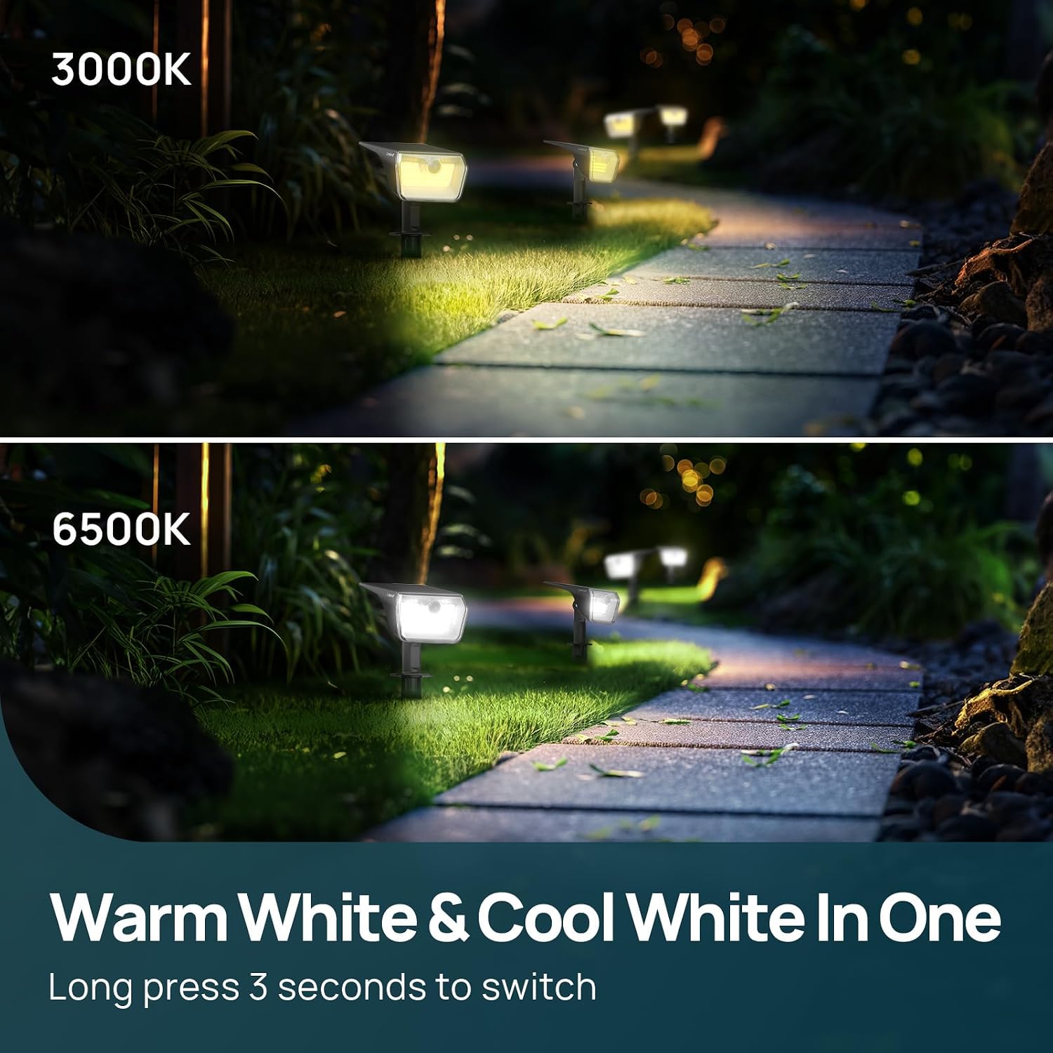 Detalle de Linkind Spot Solaire avec Détecteur de Mouvement (6 pcs) : blanc froid/chaud et éclairage IP67