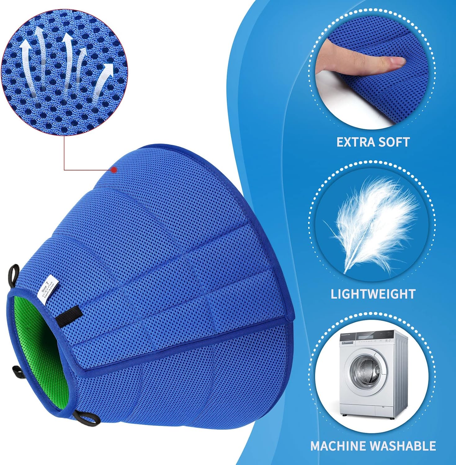 Thumbnail 1 de Soft Dog Cone Collar for Dogs After Surgery – Blue, Size 7