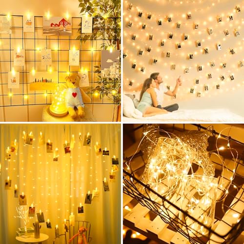 Detalle de CNMTCCO 100 LEDs Guirlande lumineuse à pinces photo – 10 m, télécommande et 8 modes