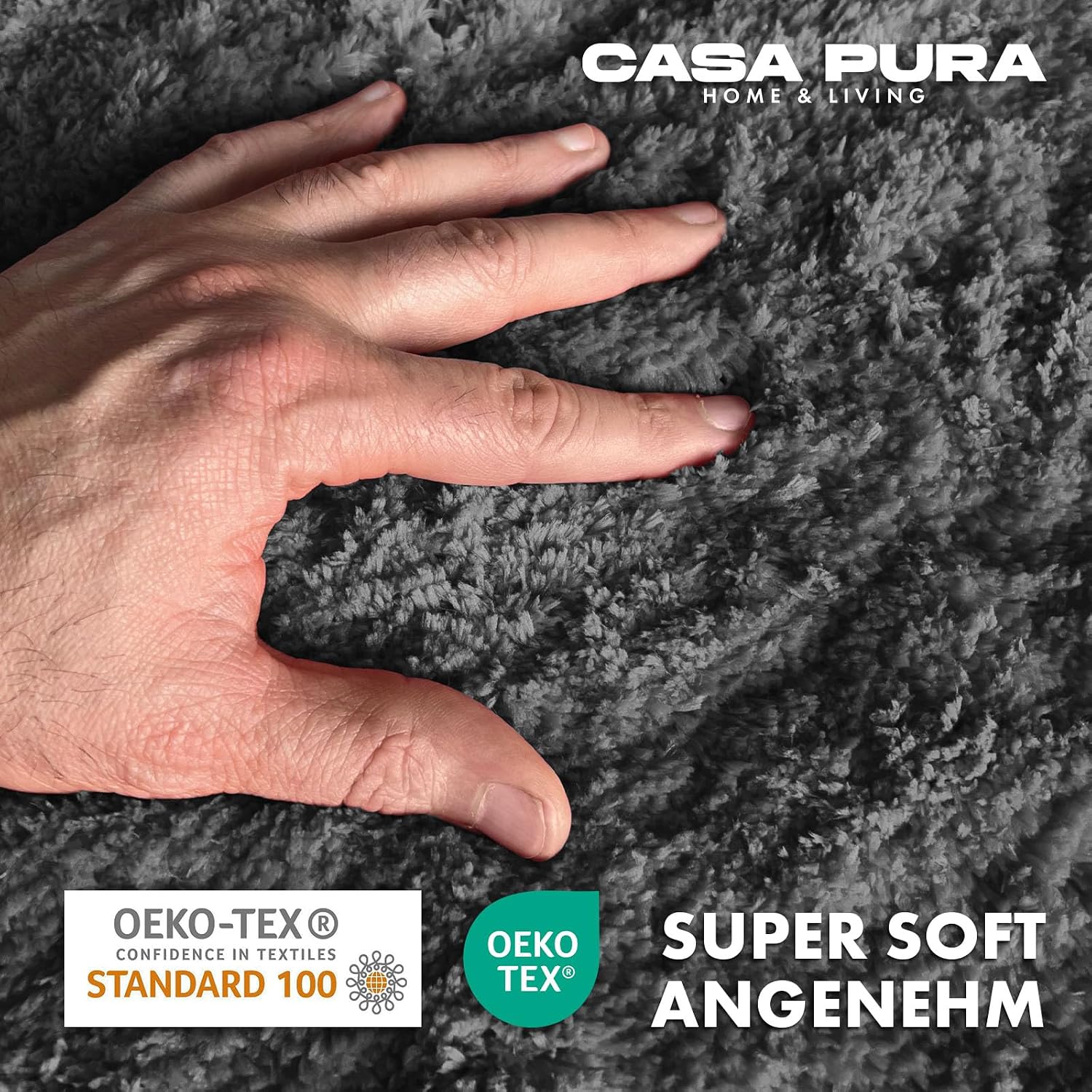 Thumbnail 1 de casa pura „Sky Soft“ Badematte grau – weicher, flauschiger Badvorleger (70 x 120 cm) rutschfest & waschbar