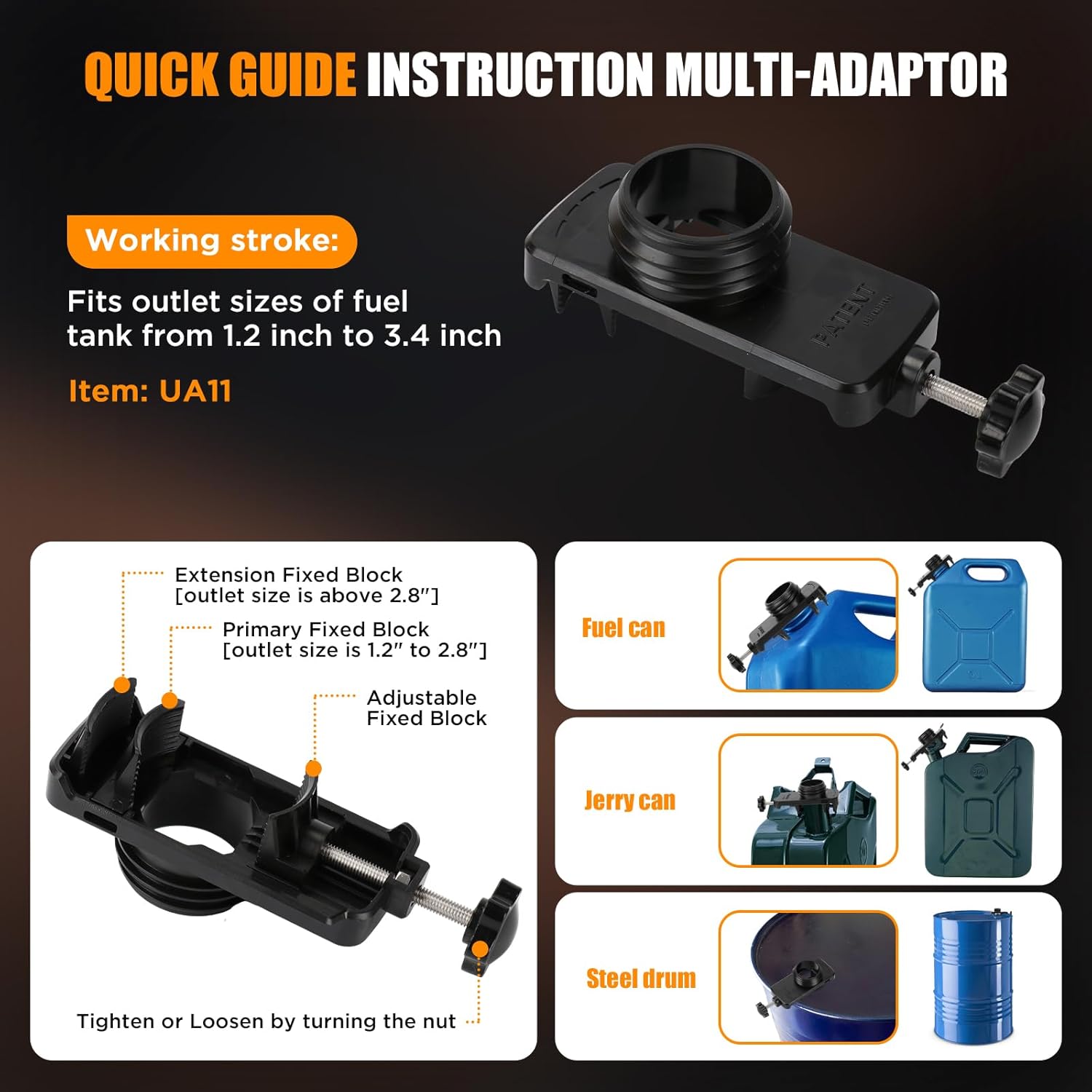 Detalle de DEMAKIMI 4.5 GPM Cordless Fuel Transfer Pump with 51" PVC Hose, 4 Adapters, Auto-Stop & Battery Compatibility (Bare Tool)