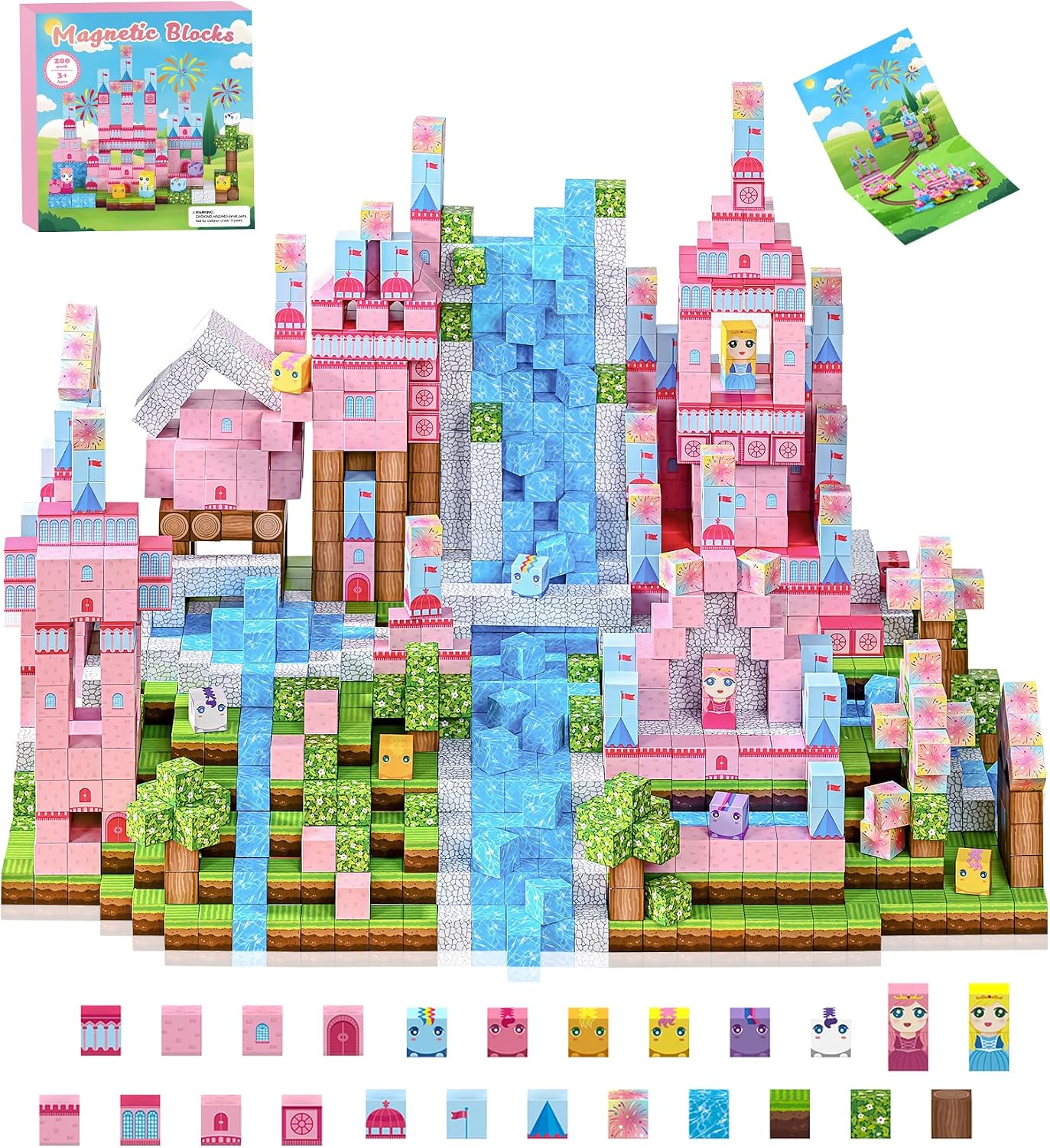 Detalle de PINKCAT 200pcs magnetic blocks set for kids 🧩