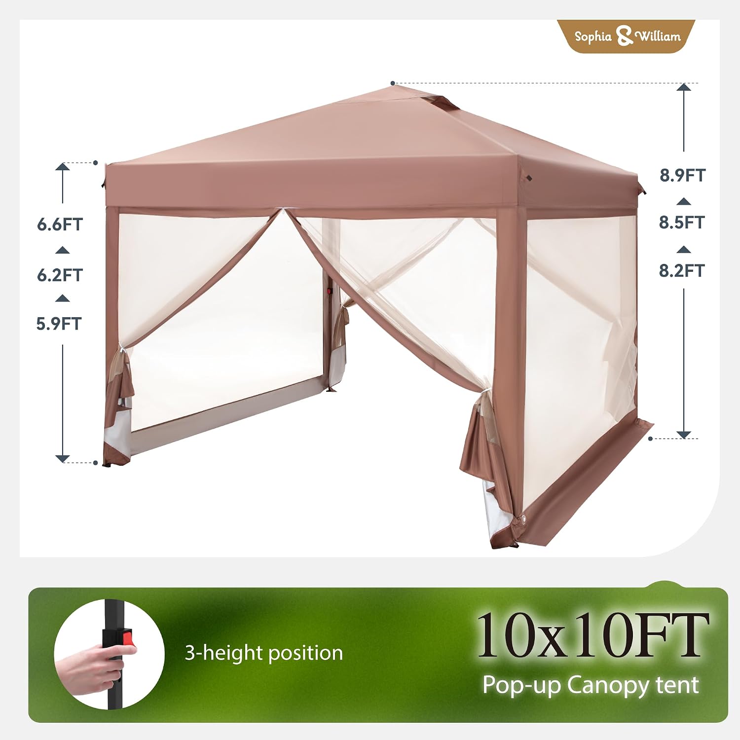 Detalle 2 de Sophia & William GA025-ACE 10x10 Pop-Up Canopy Tent with Netting