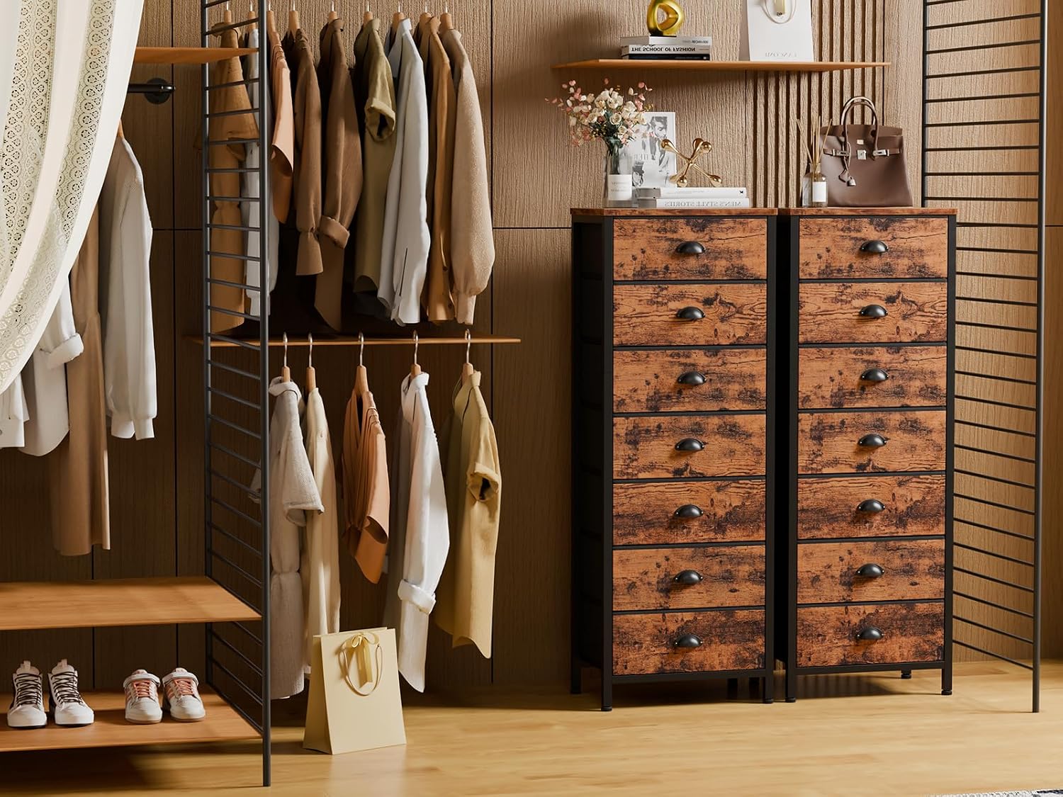 Thumbnail 1 de Furnulem 7-Drawer Dresser Rustic Brown