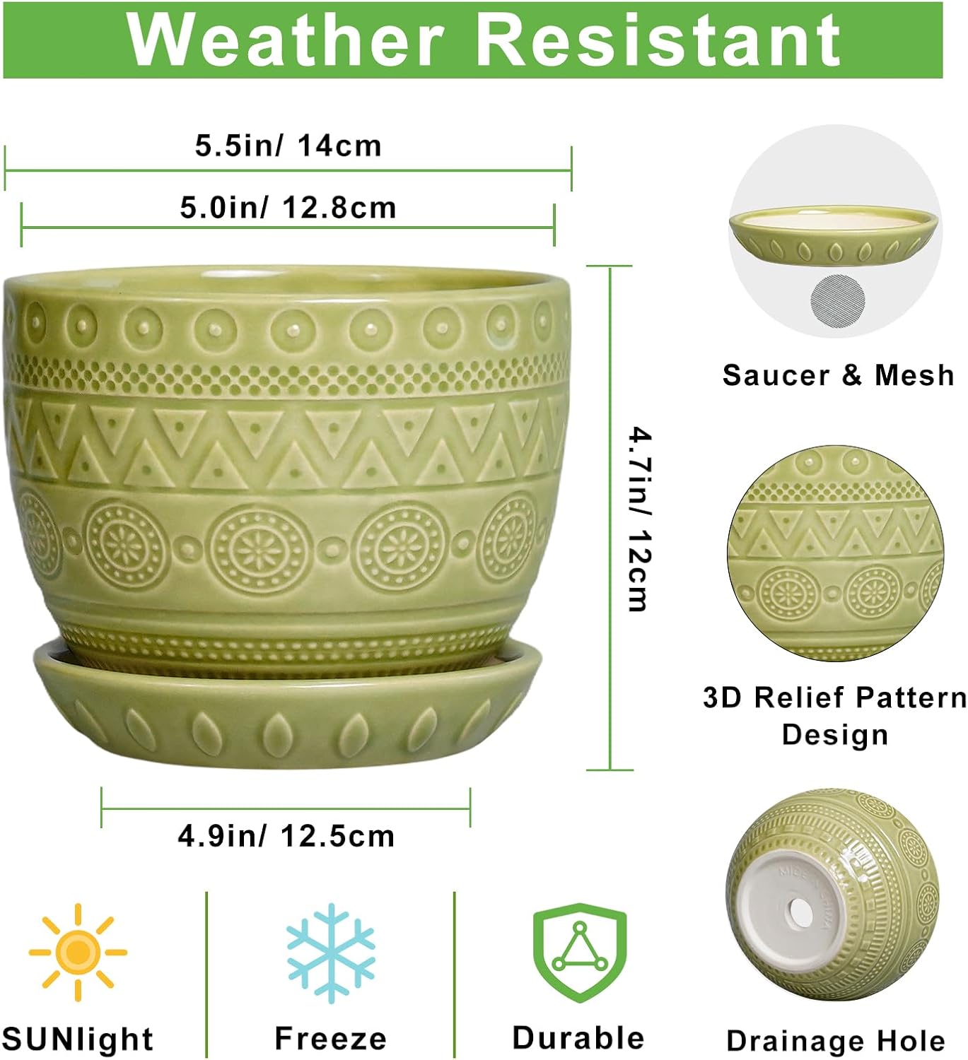 Detalle de EPGardening Ceramic Plant Pot 5.5-Inch
