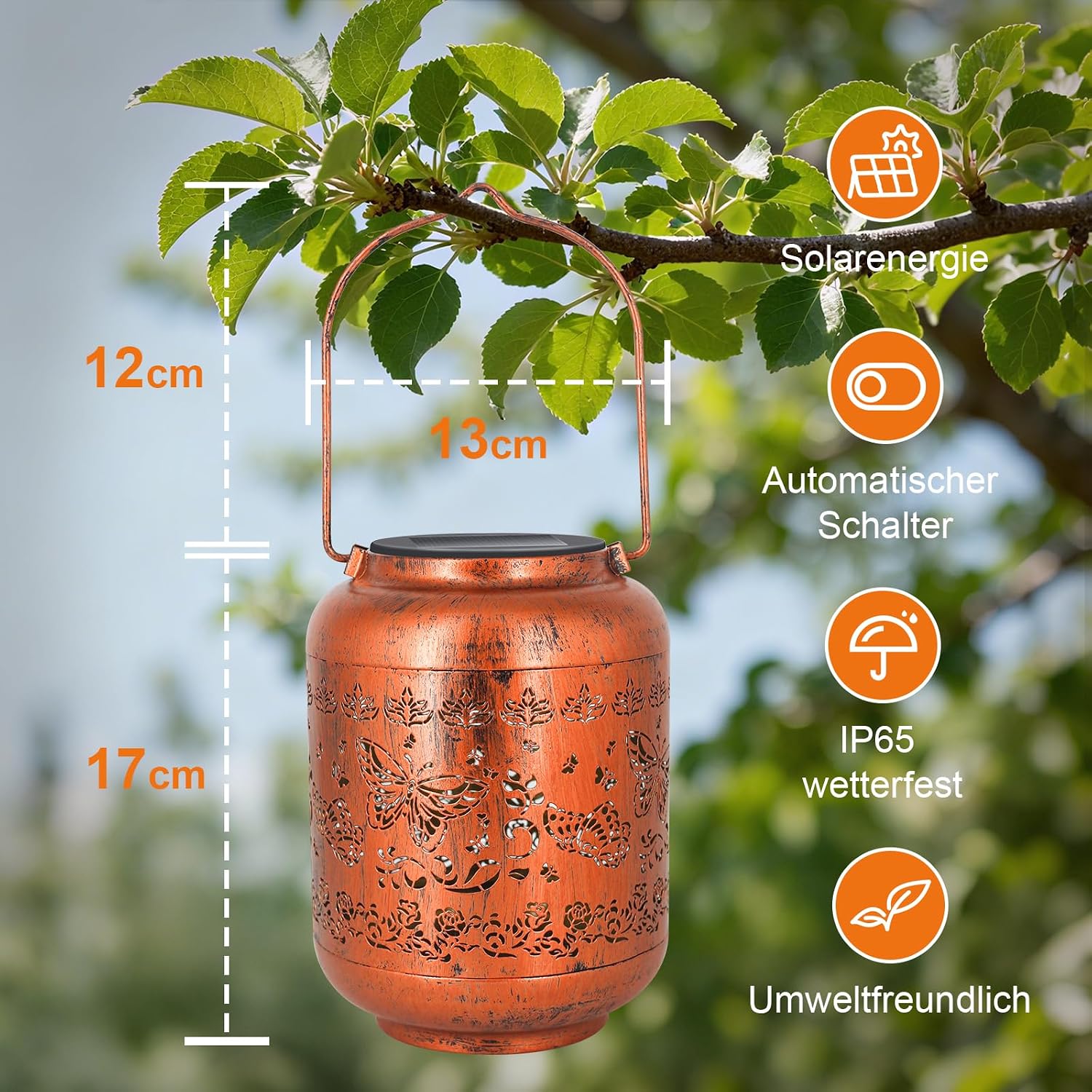 Detalle 1 de Schmetterling Solarlaterne 17 cm für außen