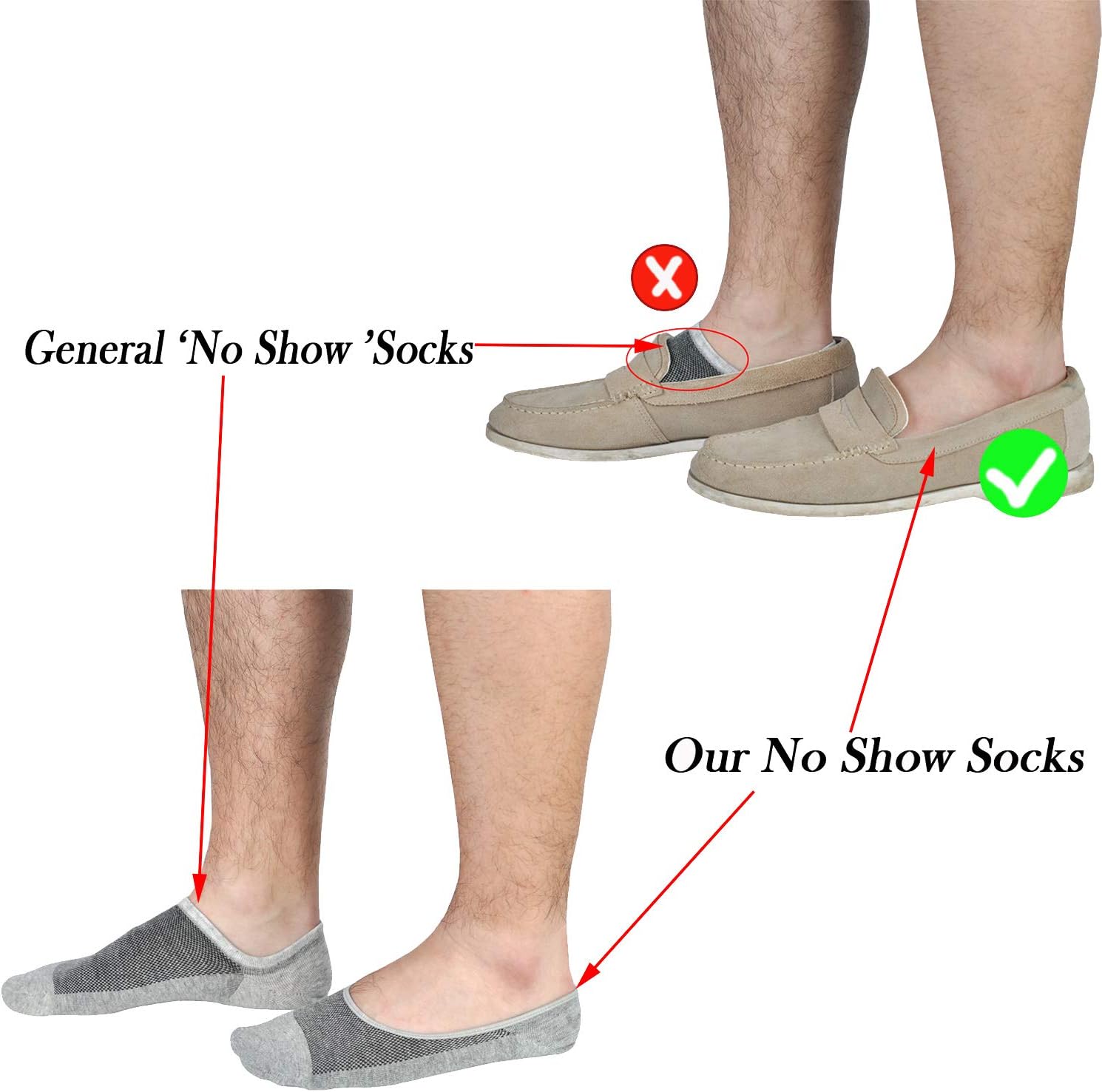 Thumbnail 3 de Jormatt 6 Pairs No Show Loafer Socks for Men and Women
