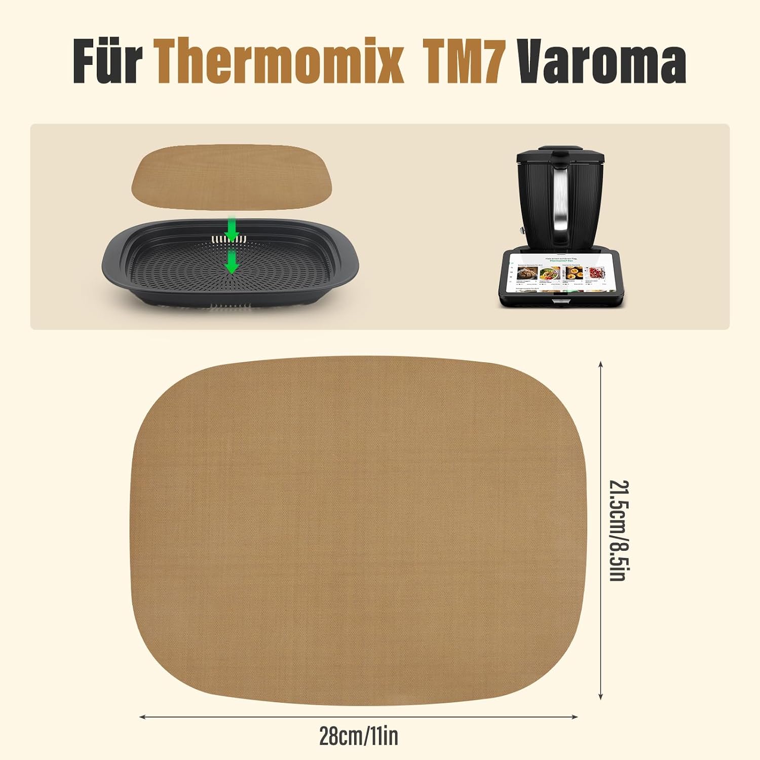 Detalle 2 de Permanent Dauerbackfolie für Thermomix TM7 Varoma – passgenaues, wiederverwendbares Backpapier