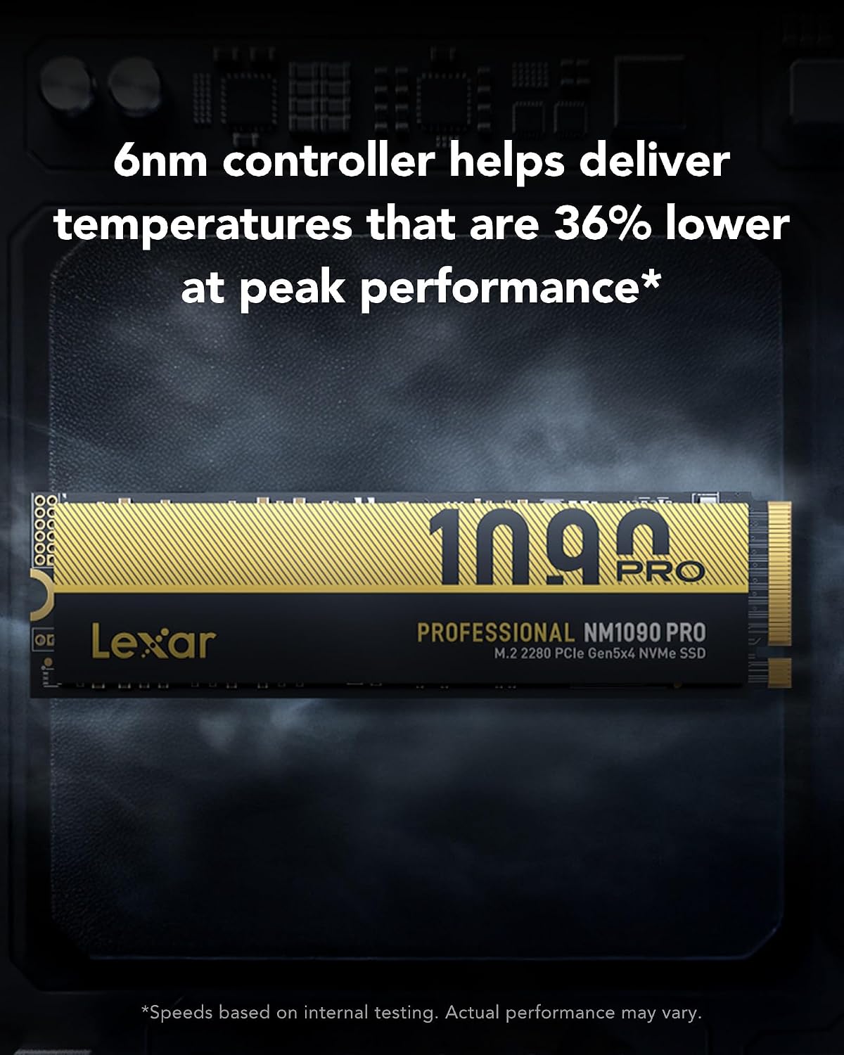 Detalle de Lexar NM1090 PRO LNM109P001T-RNNNG, SSD 1 TB PCIe 5.0 NVMe, do 14 000 MB/s