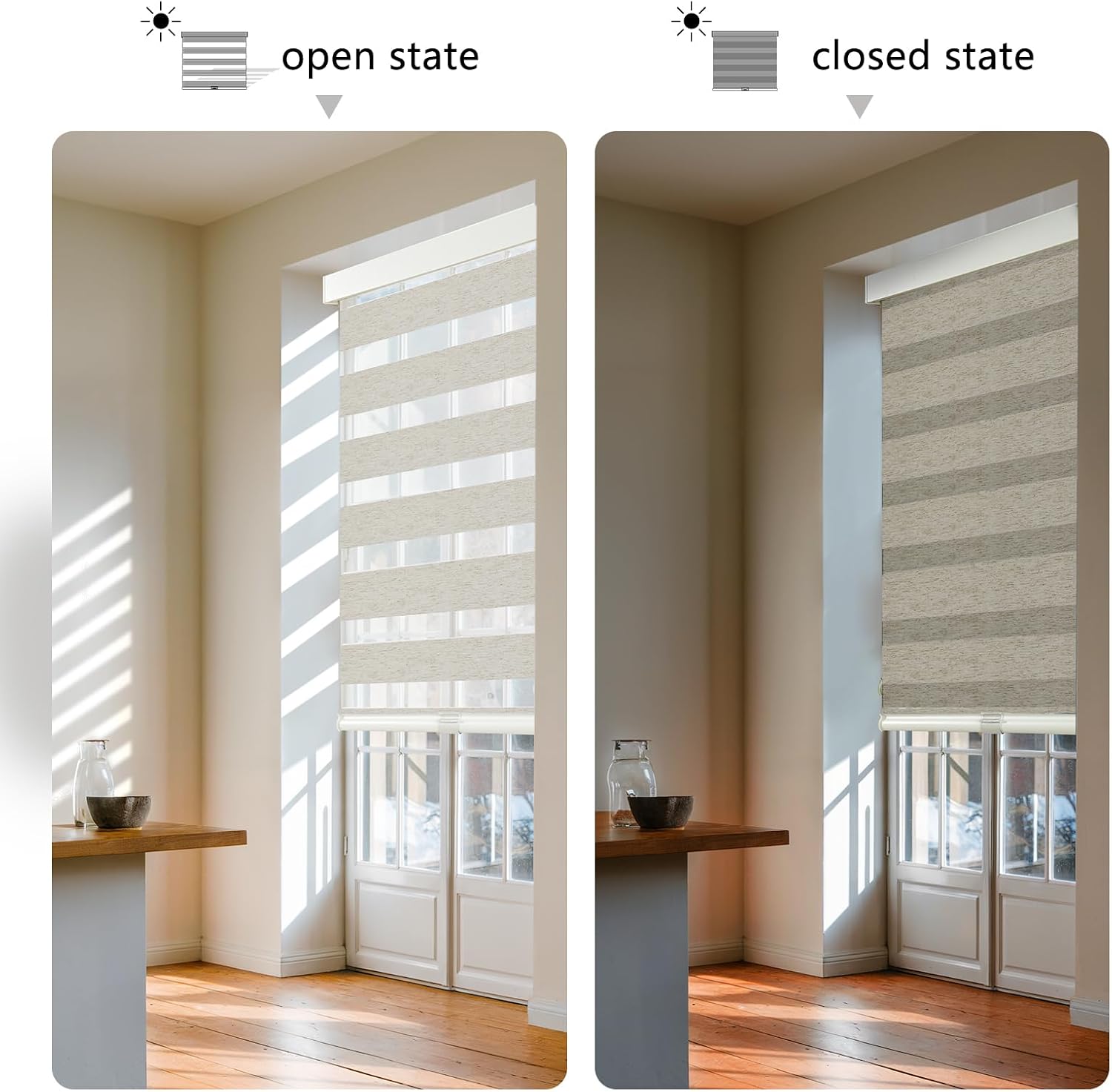 Thumbnail 1 de AOSKY Cordless Zebra Blinds, 37" W x 72" H, Linen Cream Polyester