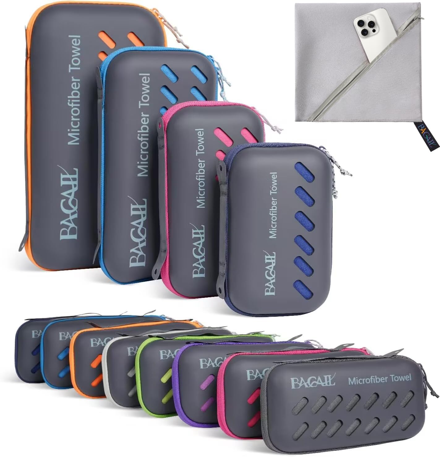 Detalle de Microfibre travel towel, 30x60 cm